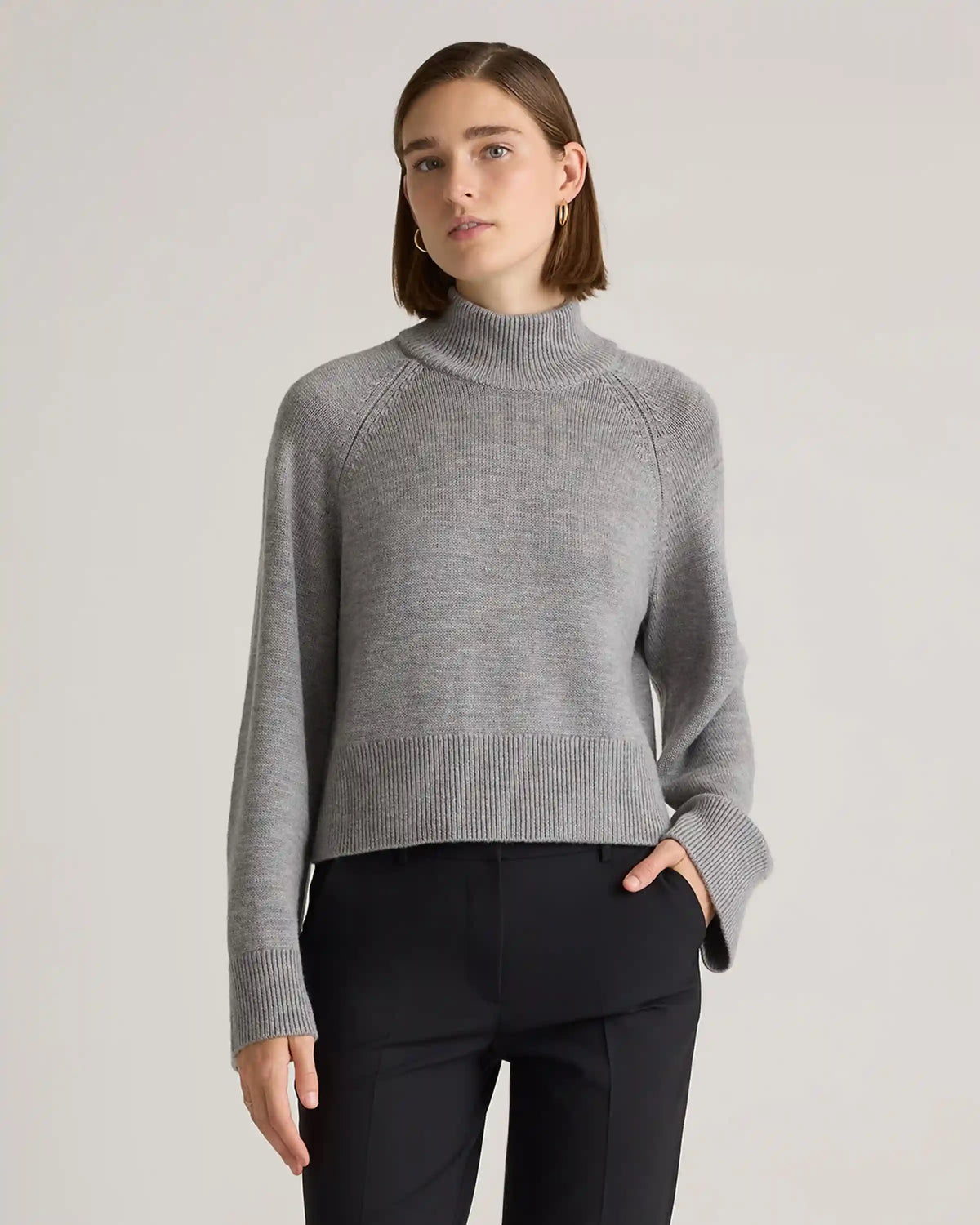 Australian Merino Wool Cropped Mock Neck Sweater