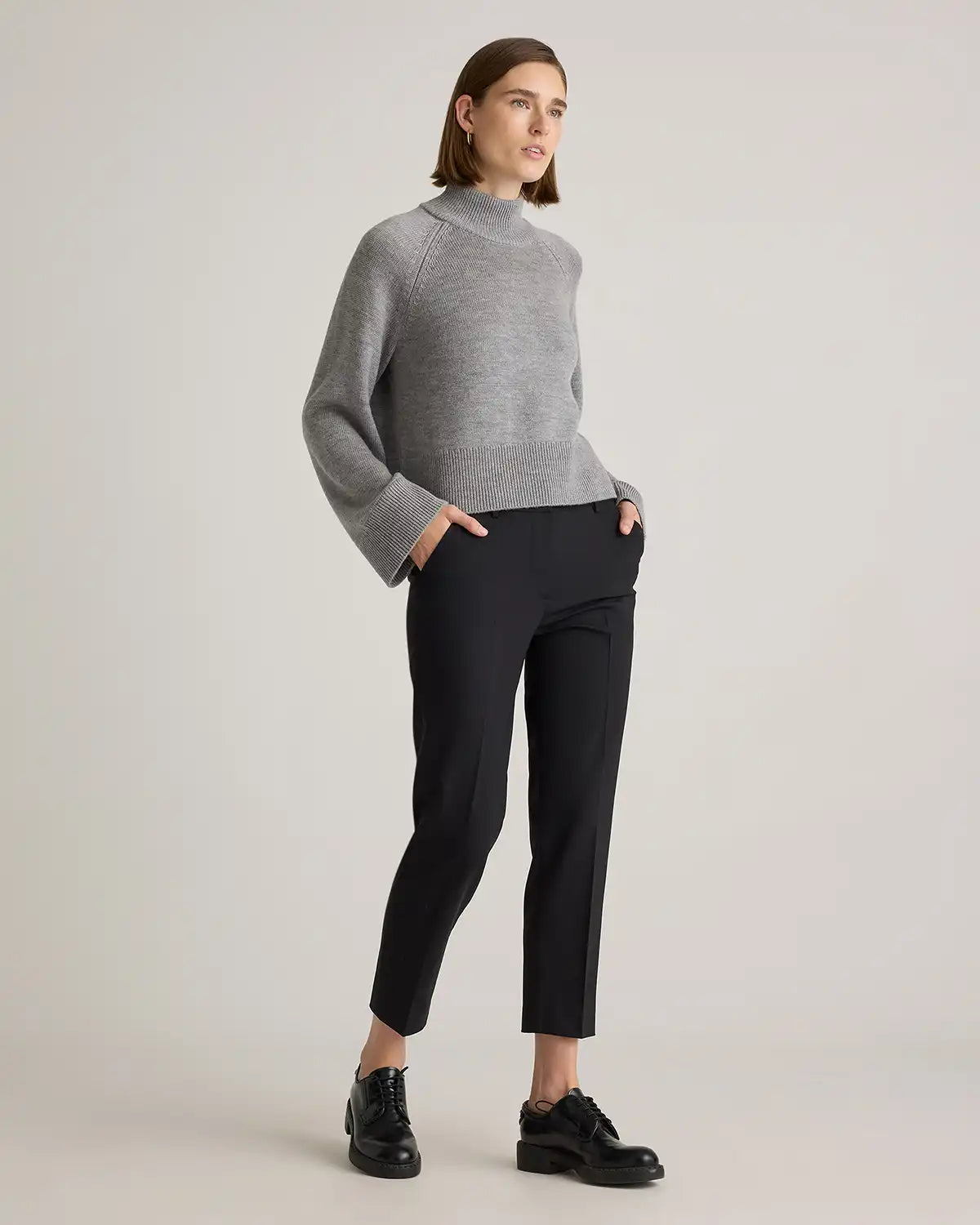 Australian Merino Wool Cropped Mock Neck Sweater