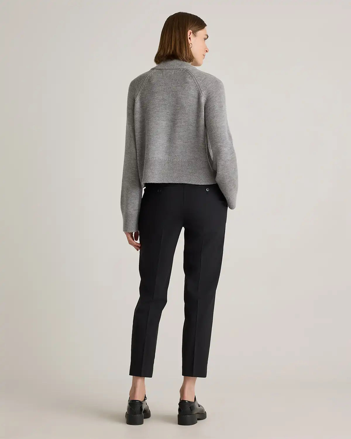 Australian Merino Wool Cropped Mock Neck Sweater