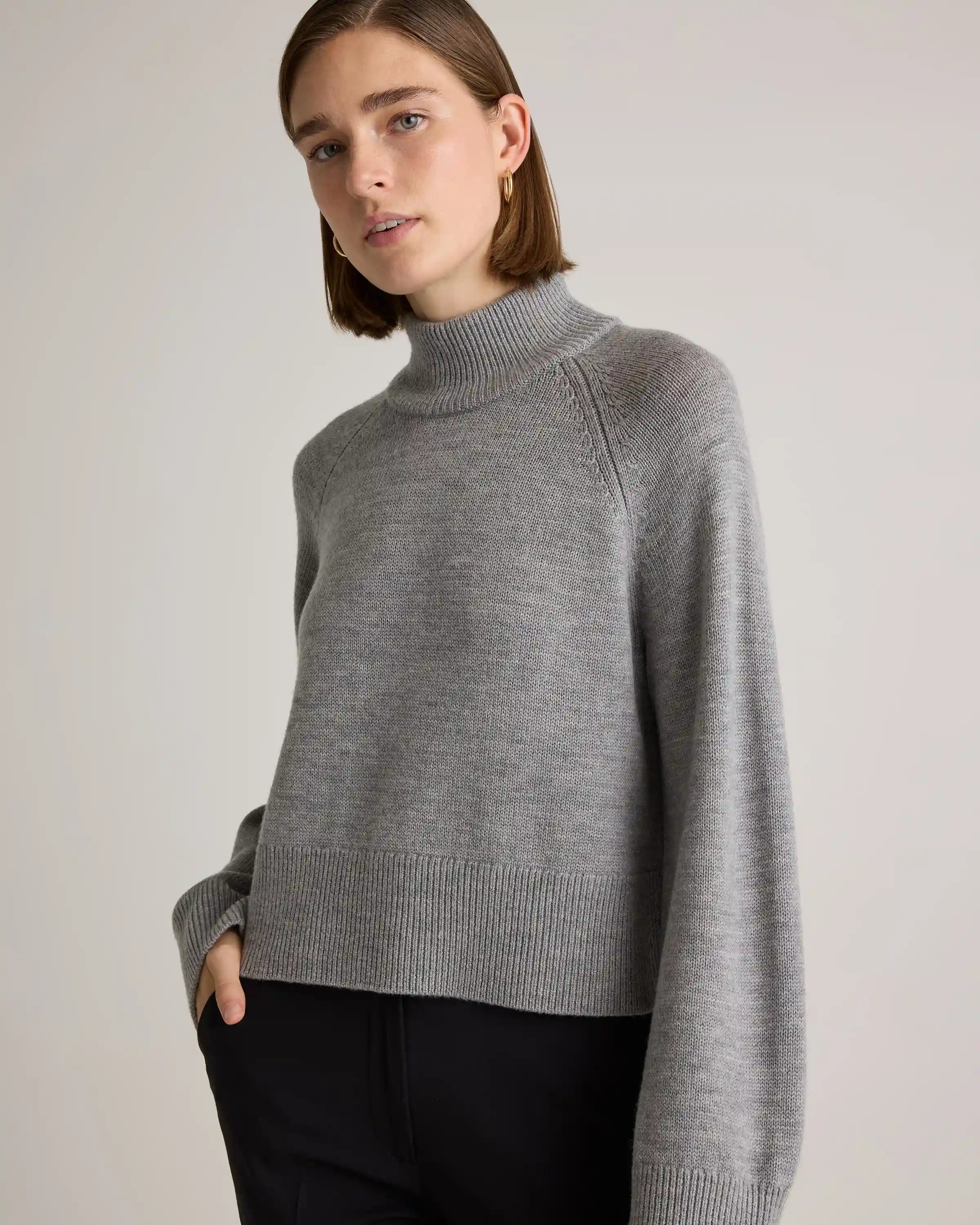 Australian Merino Wool Cropped Mock Neck Sweater