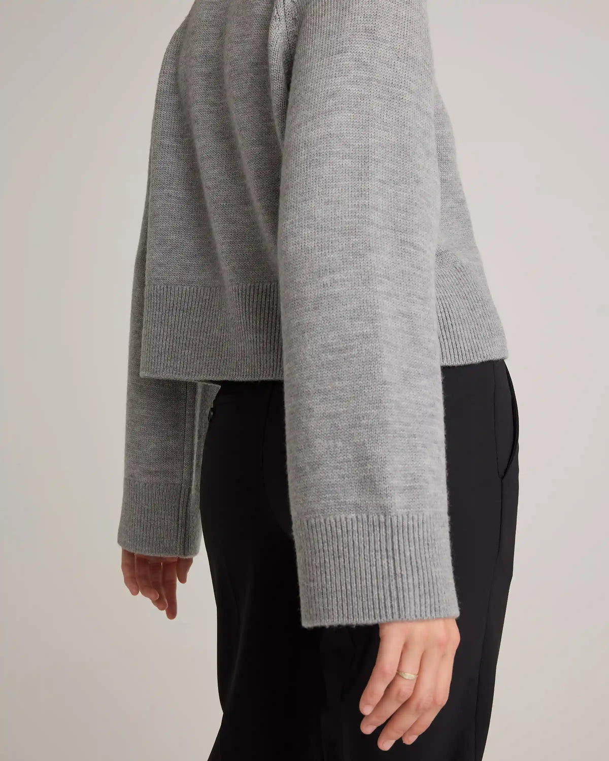 Australian Merino Wool Cropped Mock Neck Sweater