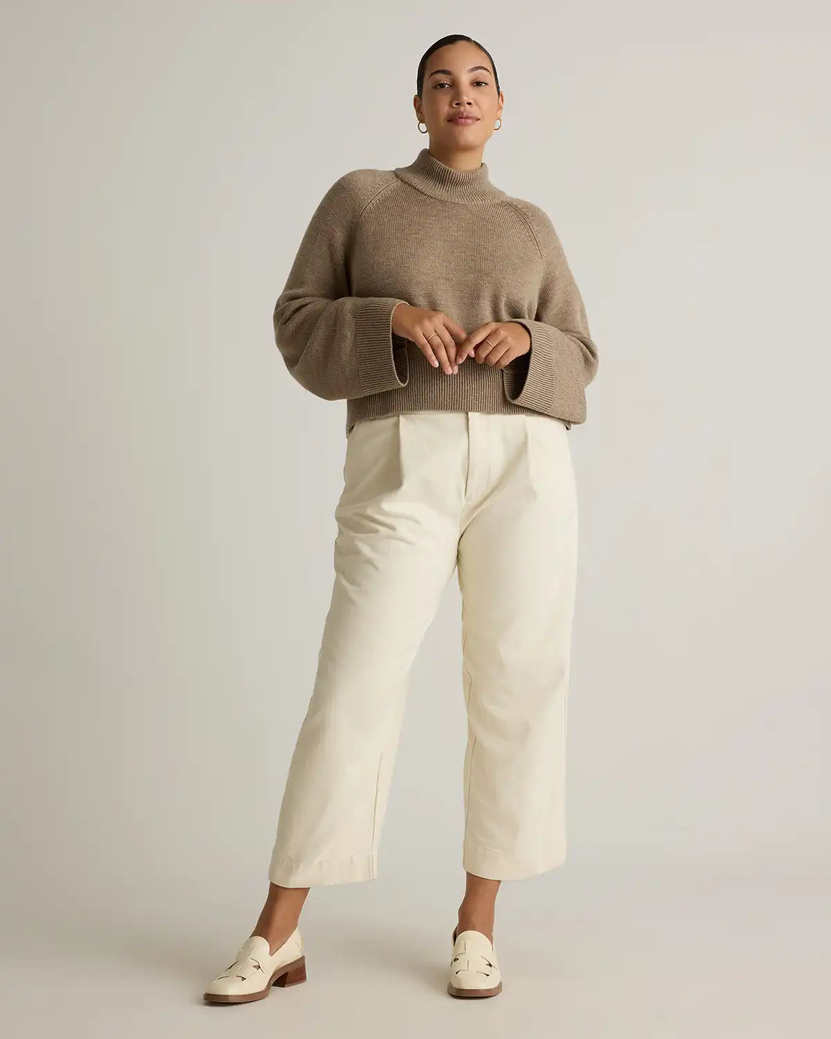 Australian Merino Wool Cropped Mock Neck Sweater