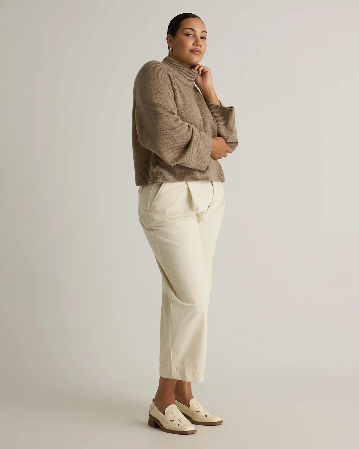 Australian Merino Wool Cropped Mock Neck Sweater