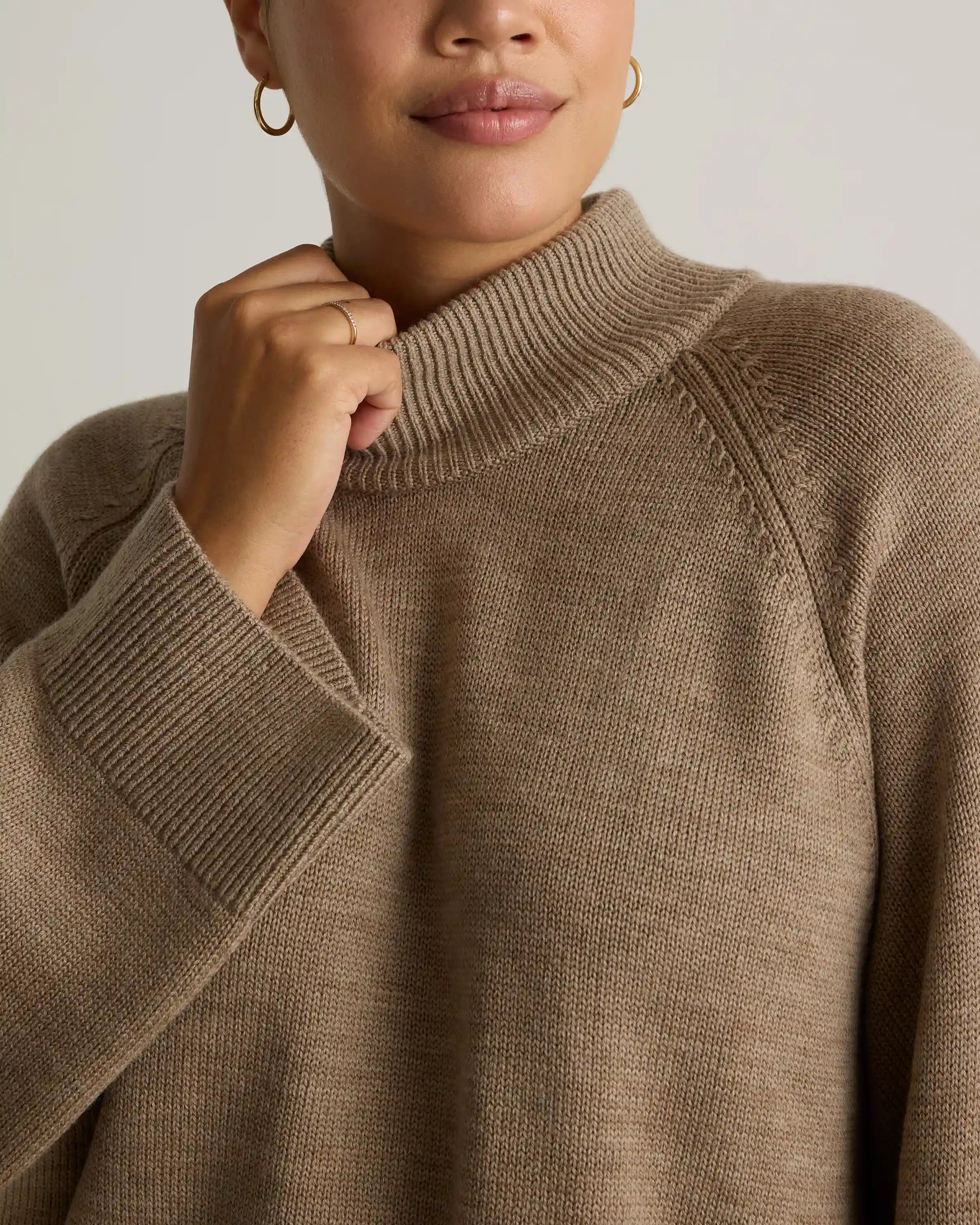 Australian Merino Wool Cropped Mock Neck Sweater