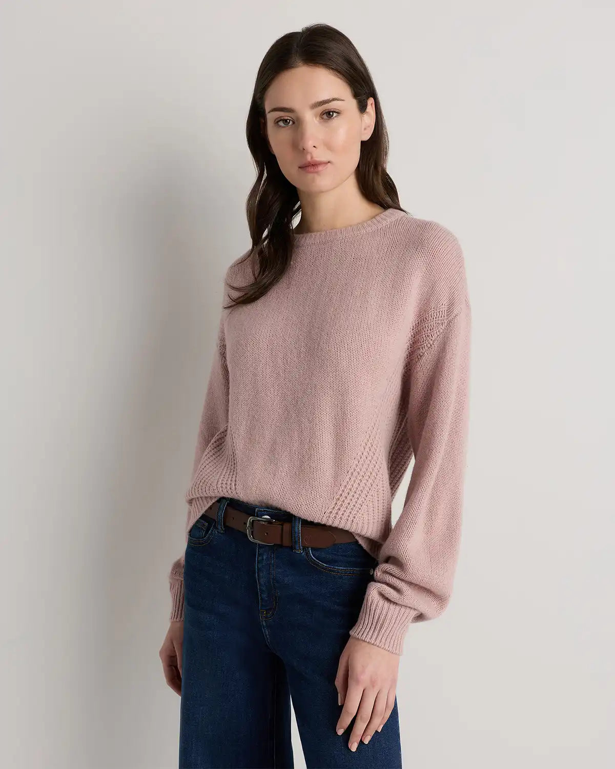 100% Yak Wool Pointelle Detail Relaxed Crew