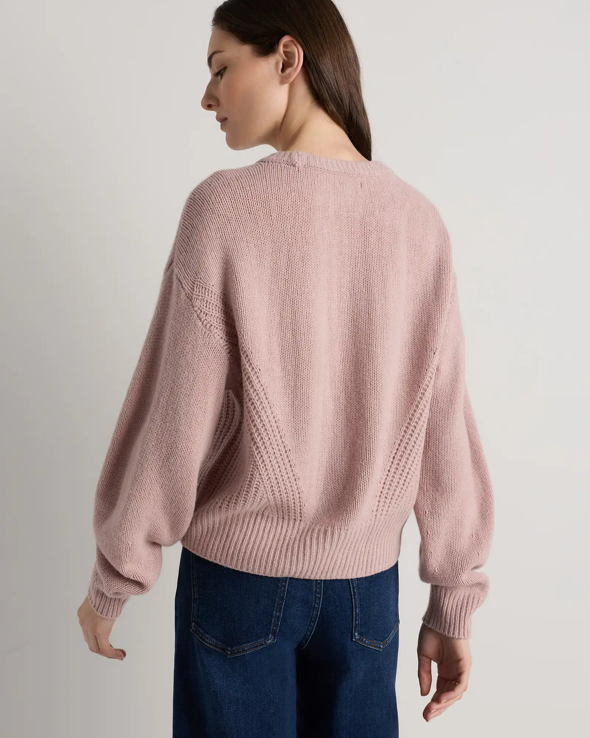 100% Yak Wool Pointelle Detail Relaxed Crew