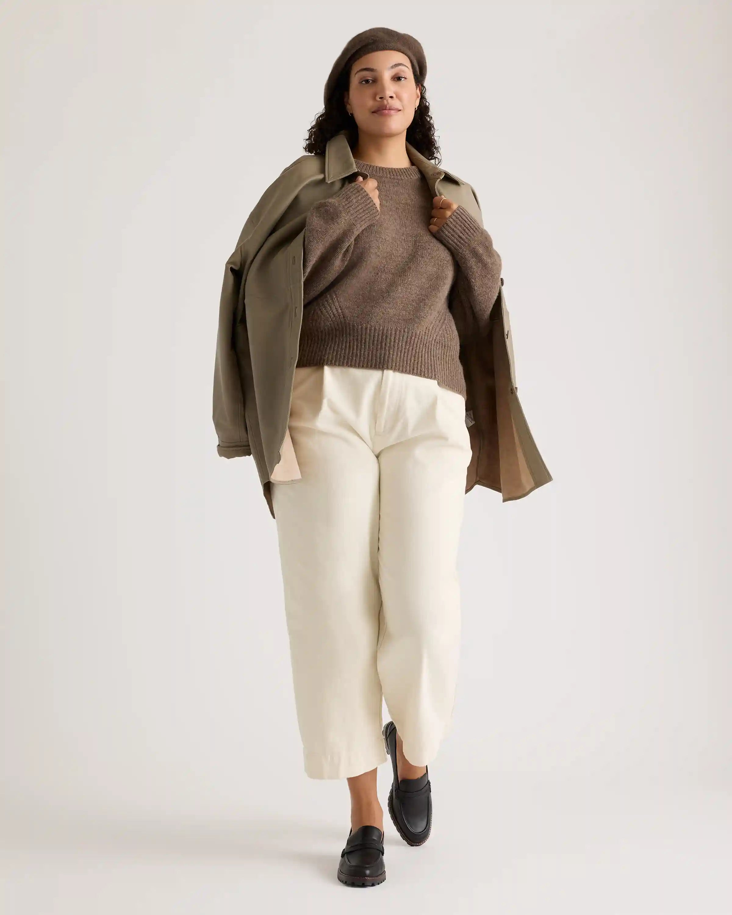 100% Yak Wool Pointelle Detail Relaxed Crew