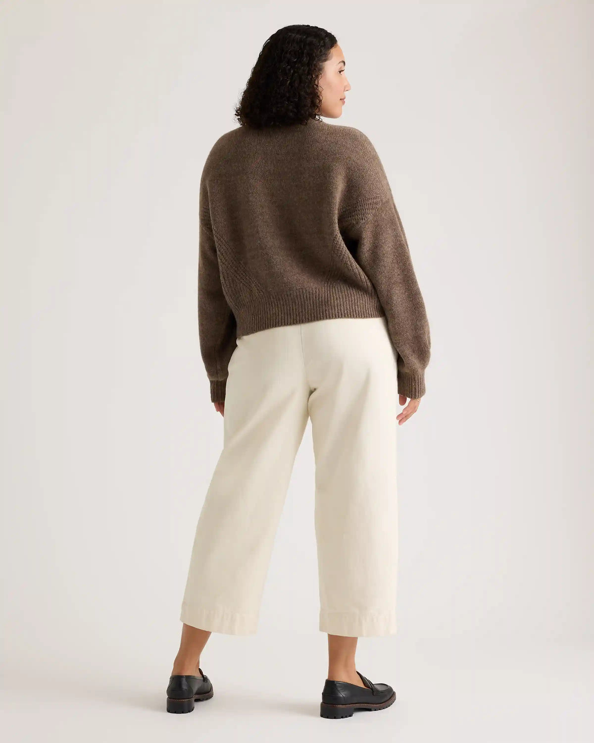 100% Yak Wool Pointelle Detail Relaxed Crew