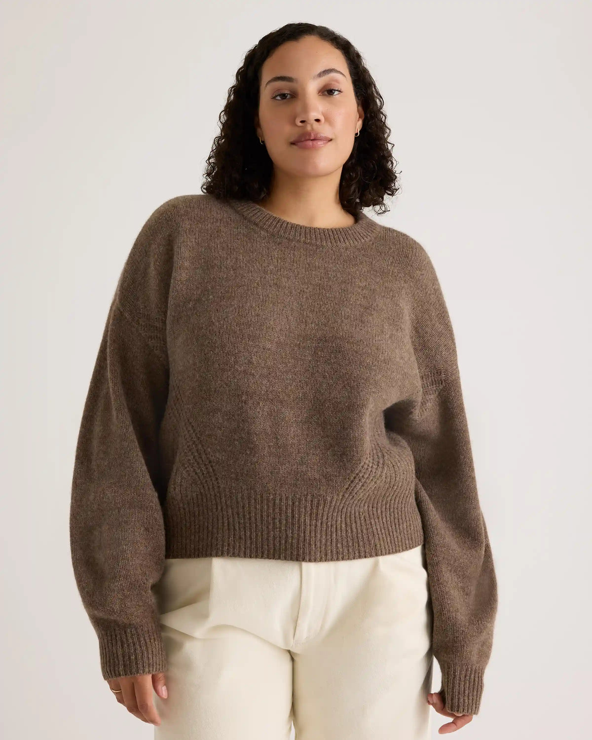 100% Yak Wool Pointelle Detail Relaxed Crew