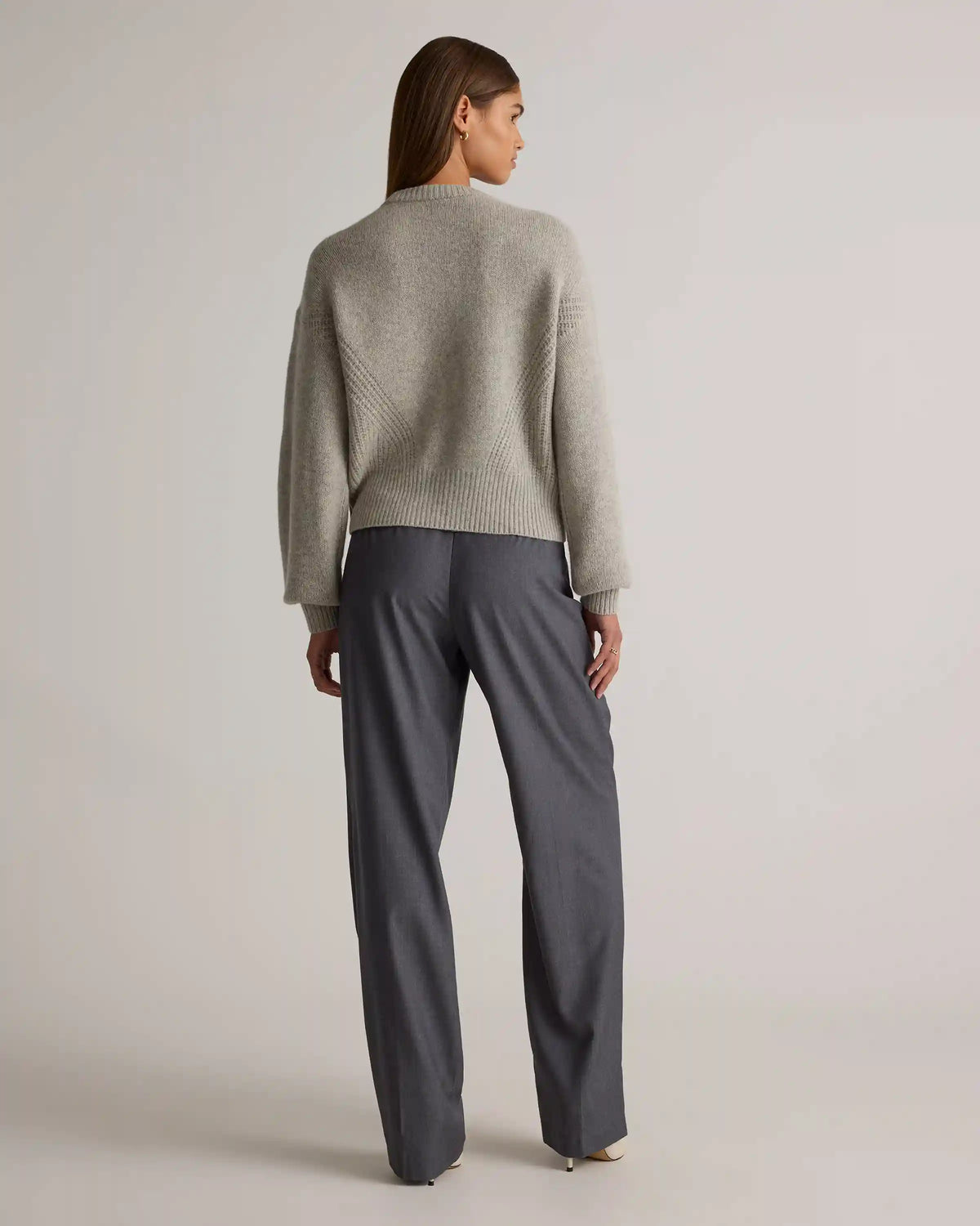 100% Yak Wool Pointelle Detail Relaxed Crew