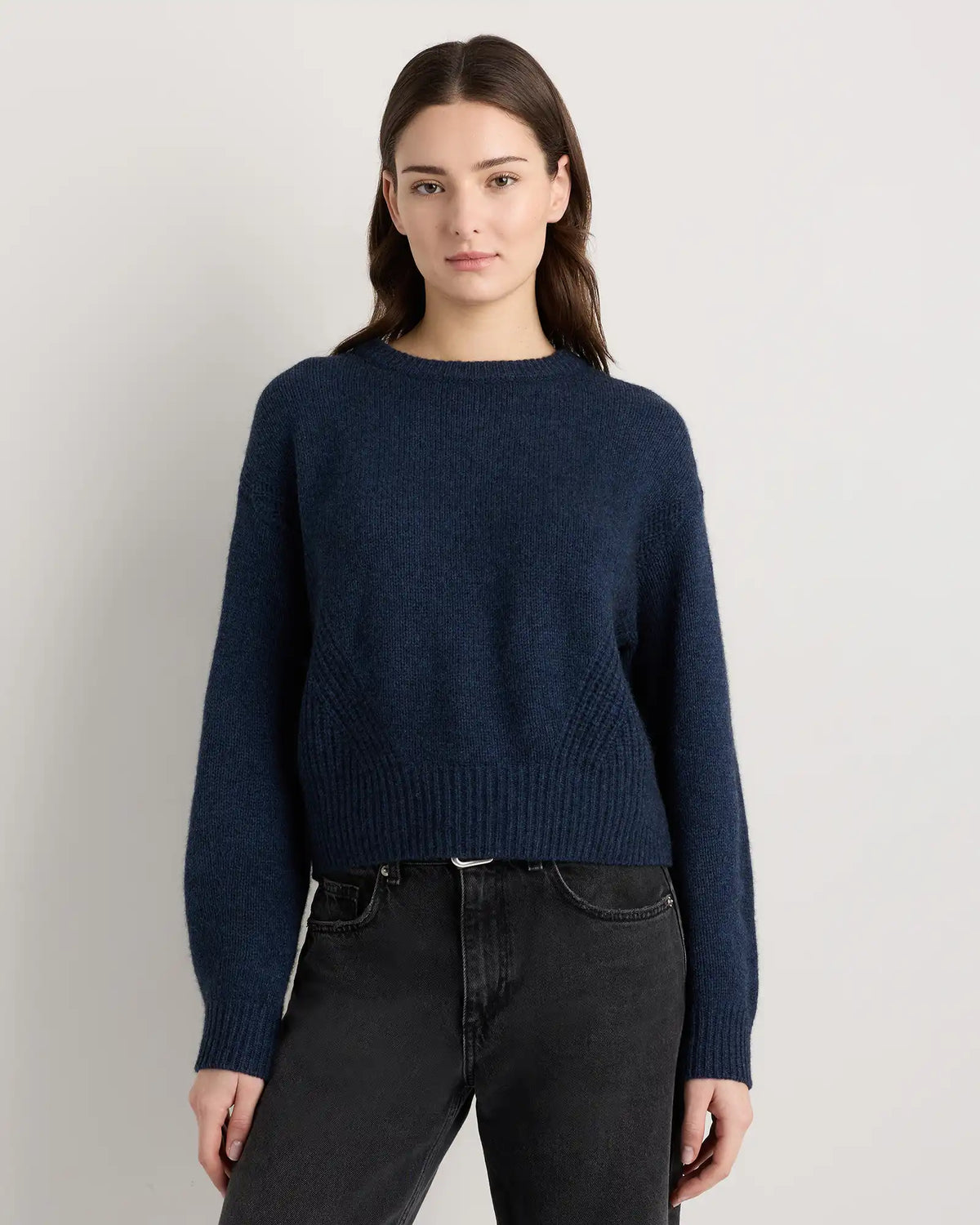 100% Yak Wool Pointelle Detail Relaxed Crew