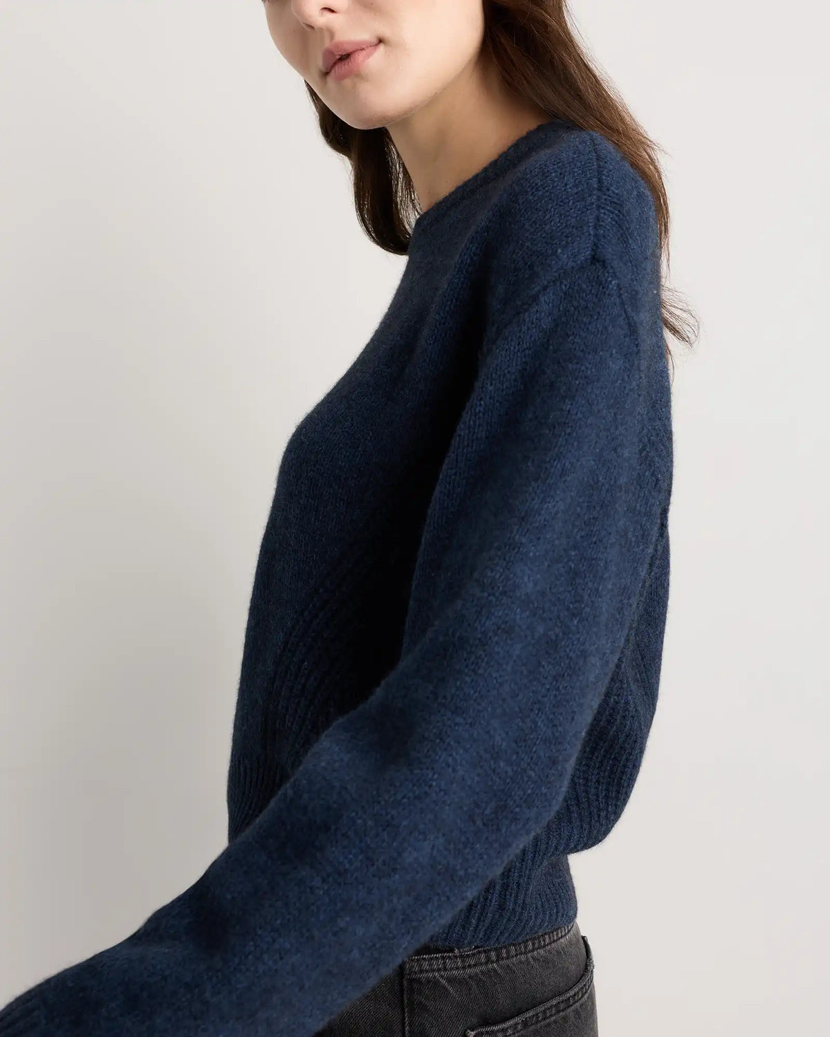 100% Yak Wool Pointelle Detail Relaxed Crew