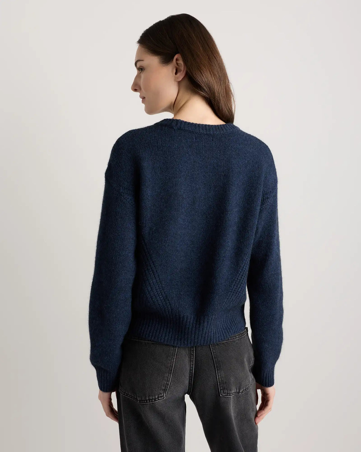 100% Yak Wool Pointelle Detail Relaxed Crew