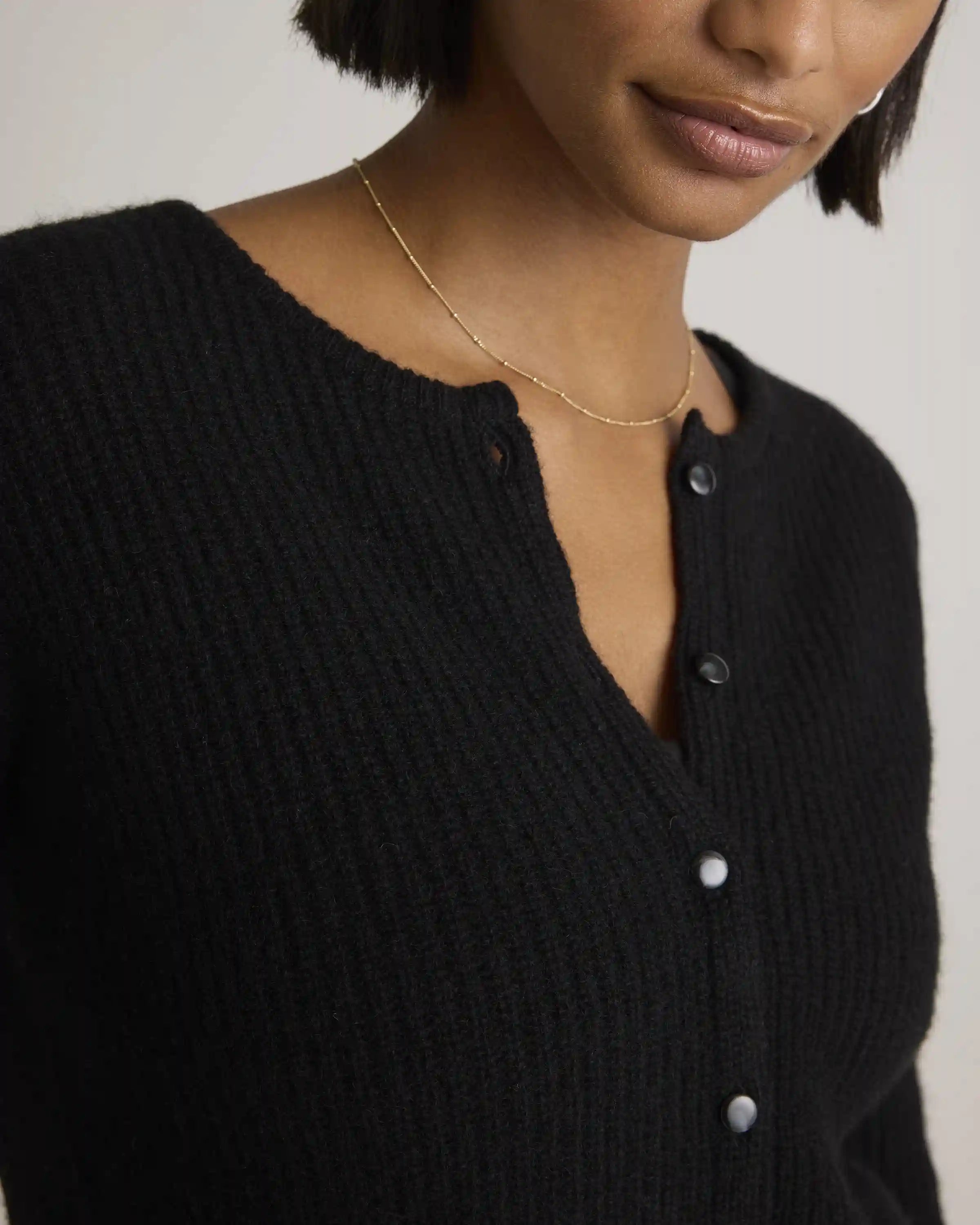 100% Yak Soft Rib Crew Cardigan