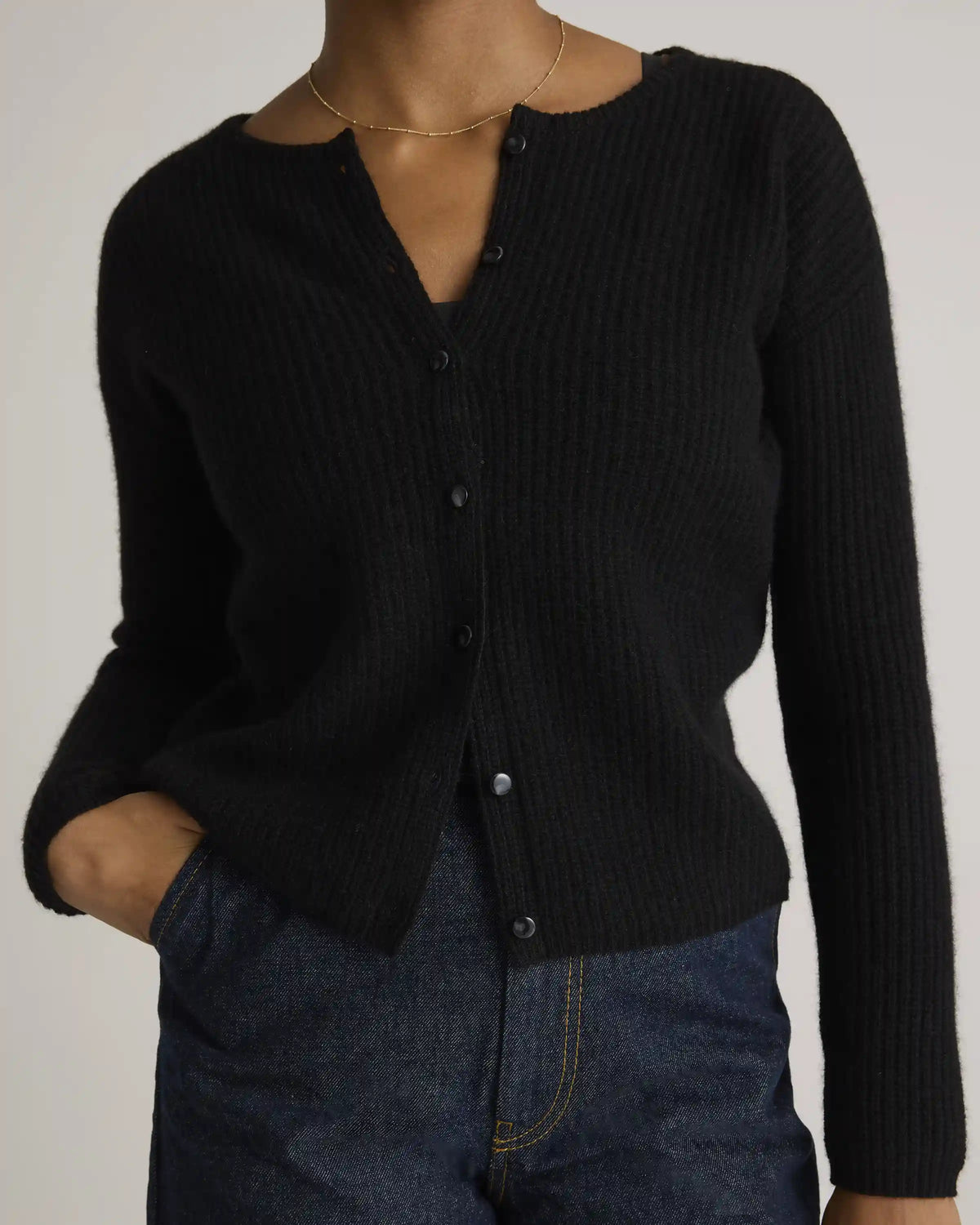 100% Yak Soft Rib Crew Cardigan