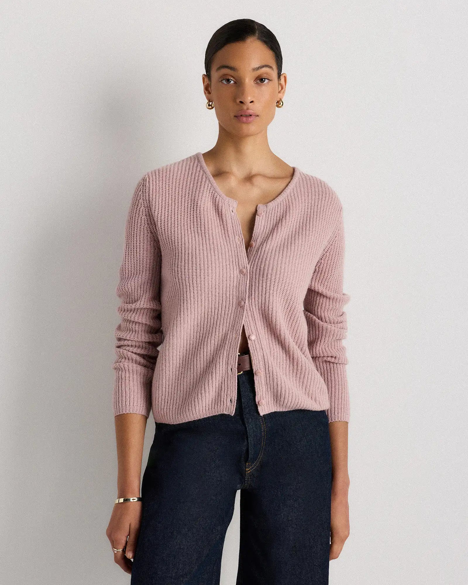 100% Yak Soft Rib Crew Cardigan