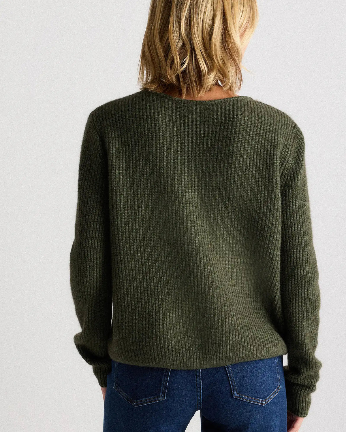 100% Yak Soft Rib Crew Cardigan