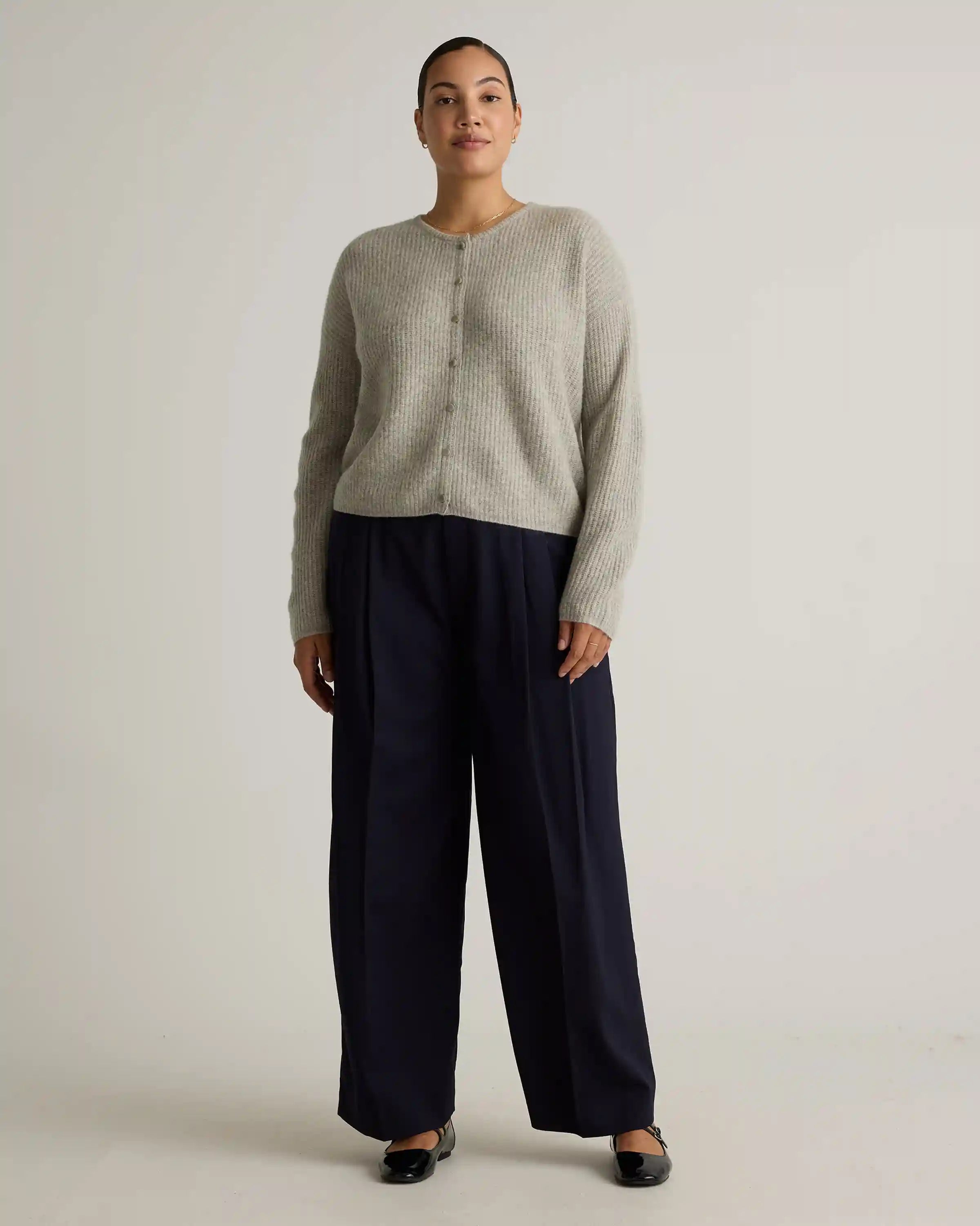 100% Yak Soft Rib Crew Cardigan