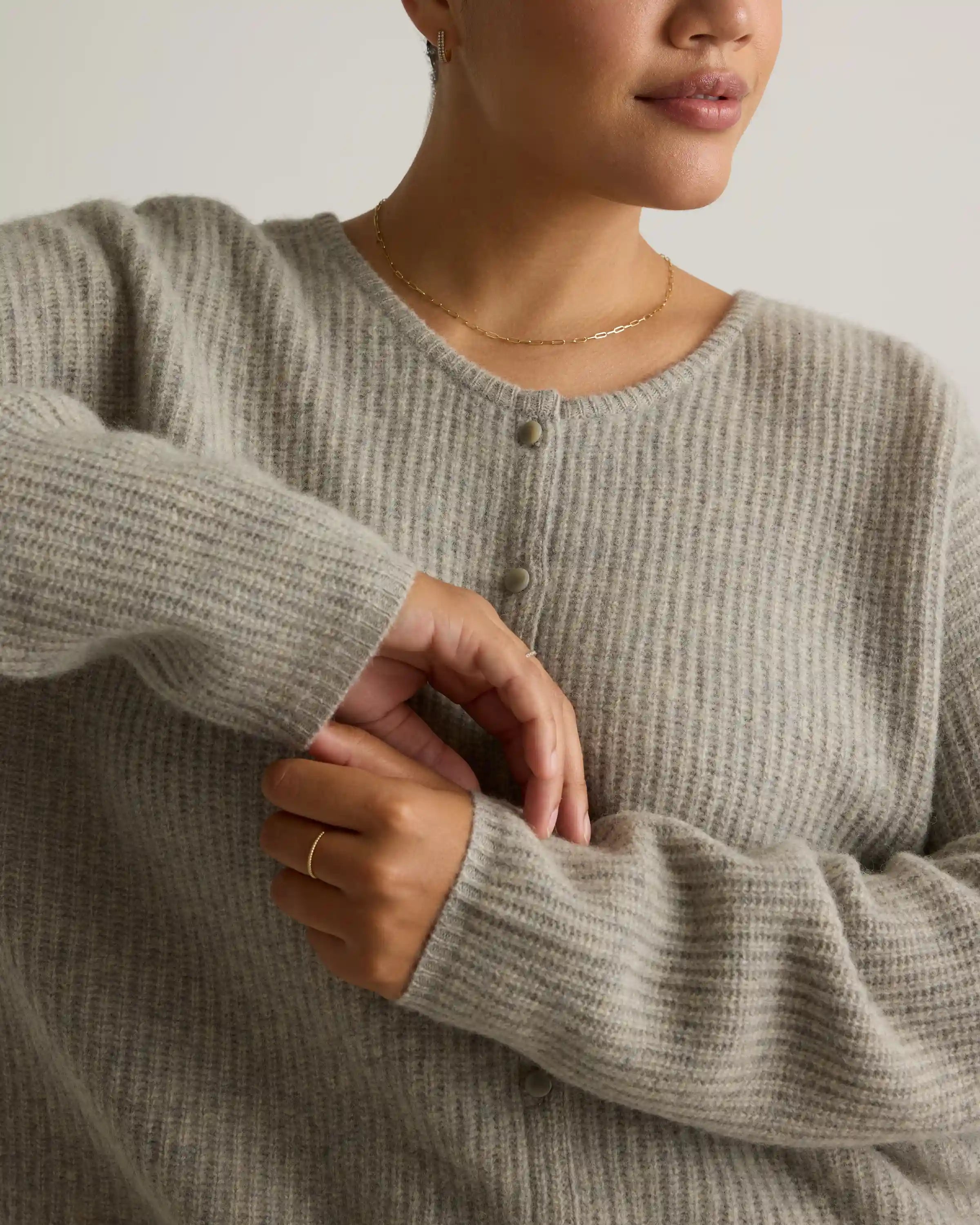 100% Yak Soft Rib Crew Cardigan