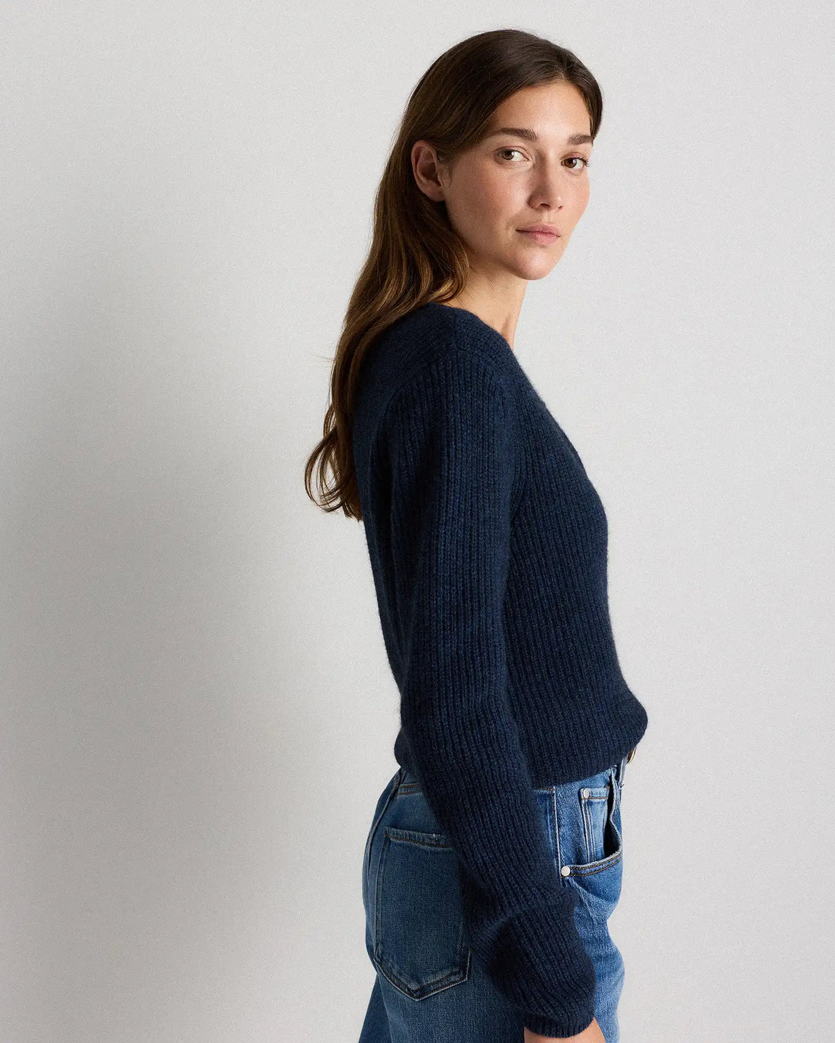 100% Yak Soft Rib Crew Cardigan