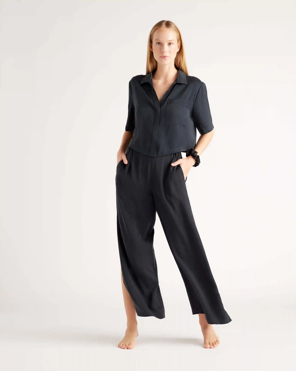 100% Washable Silk Pajama Button Up Top