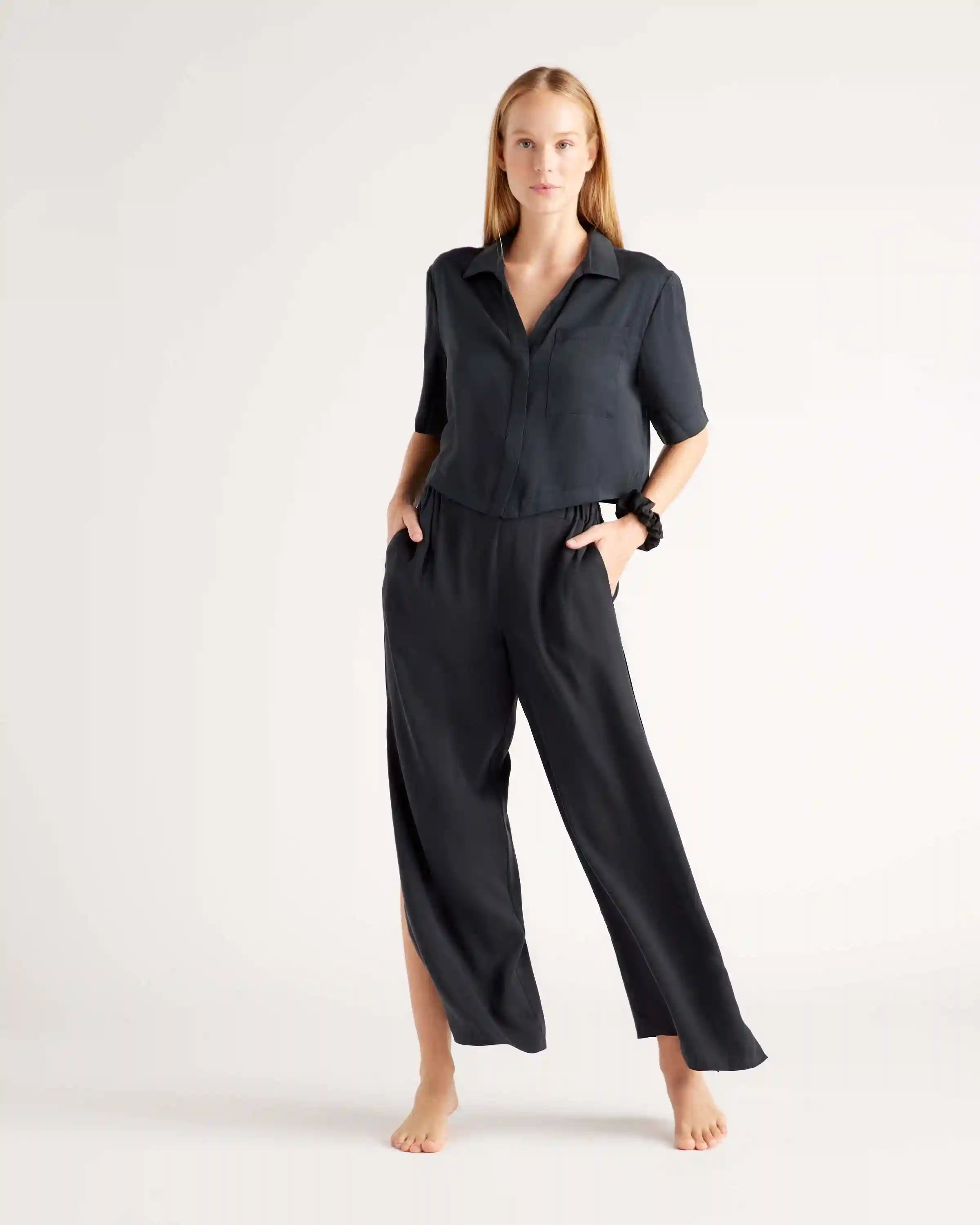 100% Washable Silk Pajama Button Up Top