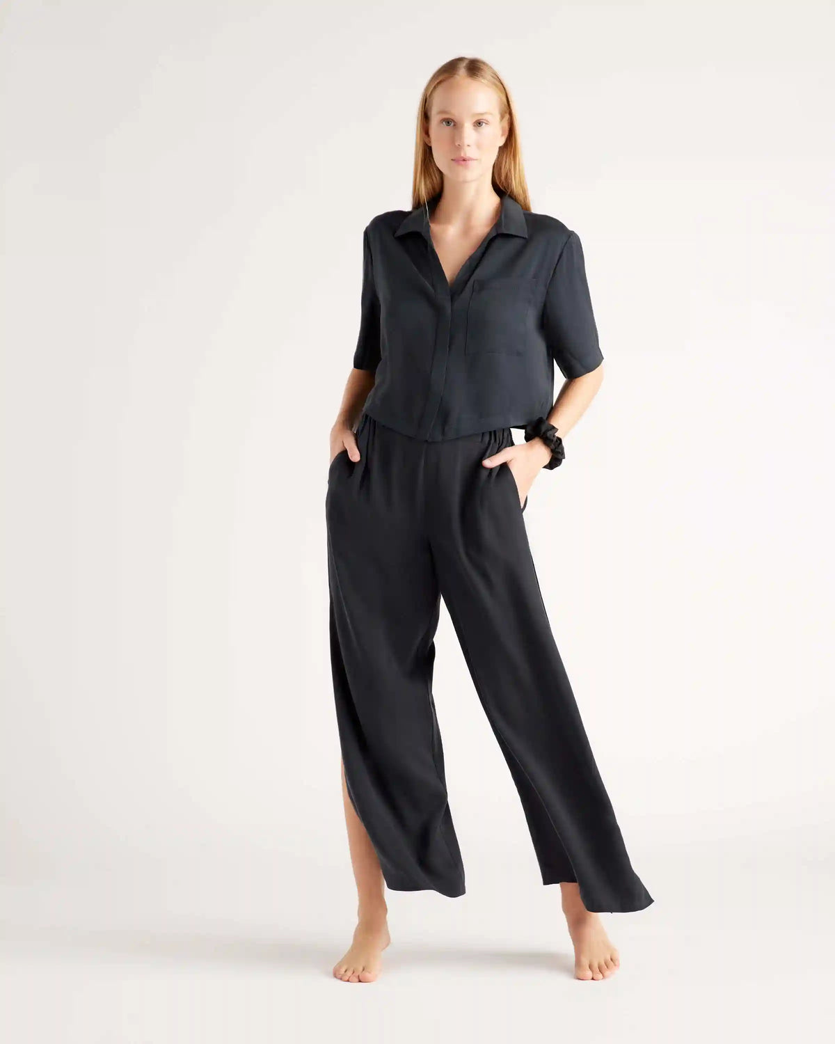 100% Washable Silk Pajama Button Up Top
