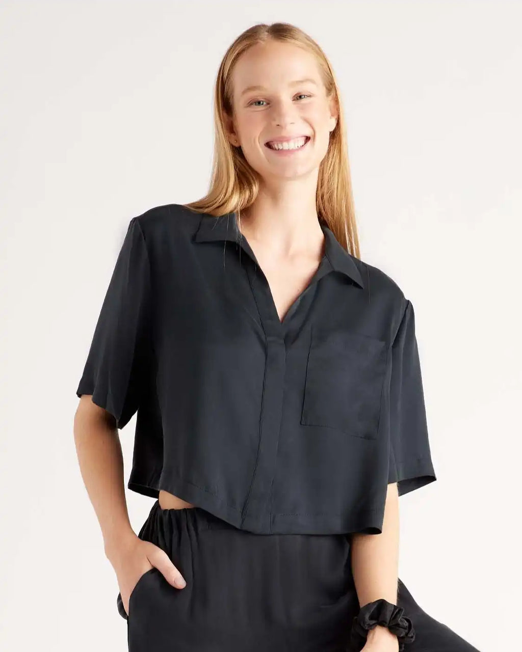 100% Washable Silk Pajama Button Up Top
