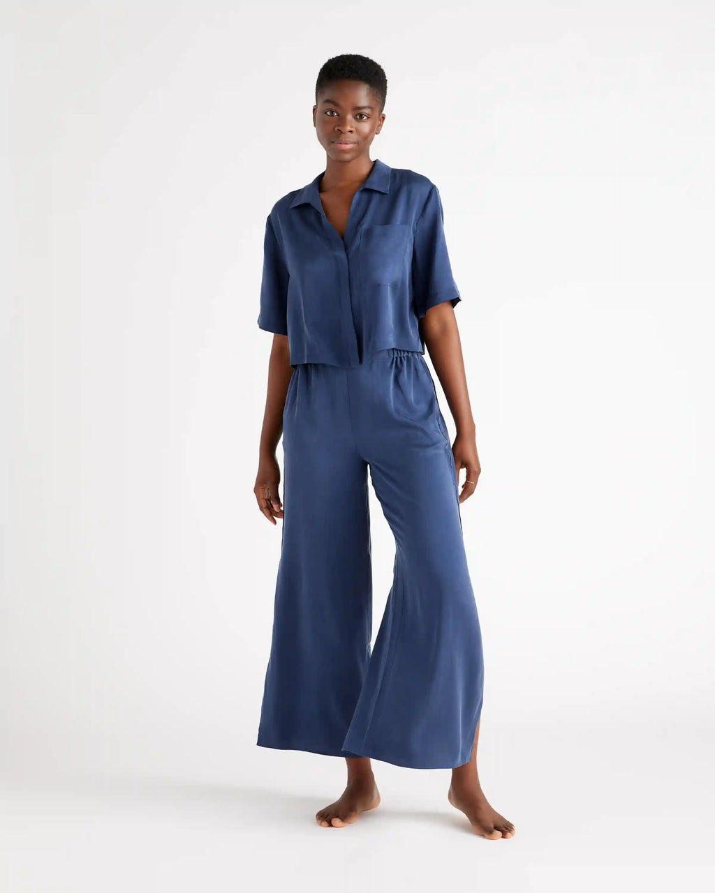 100% Washable Silk Pajama Button Up Top