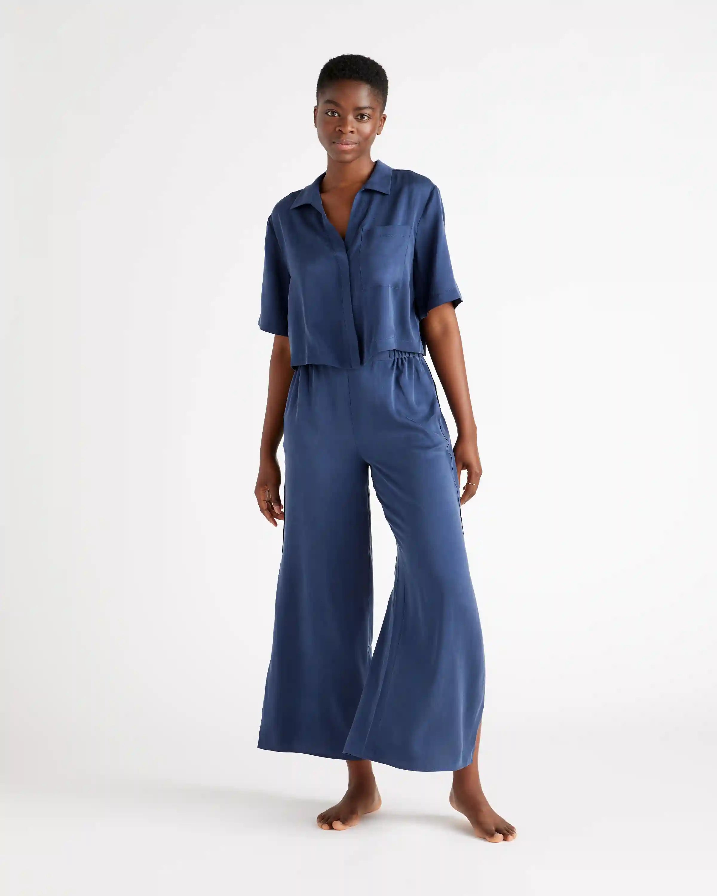 100% Washable Silk Pajama Button Up Top