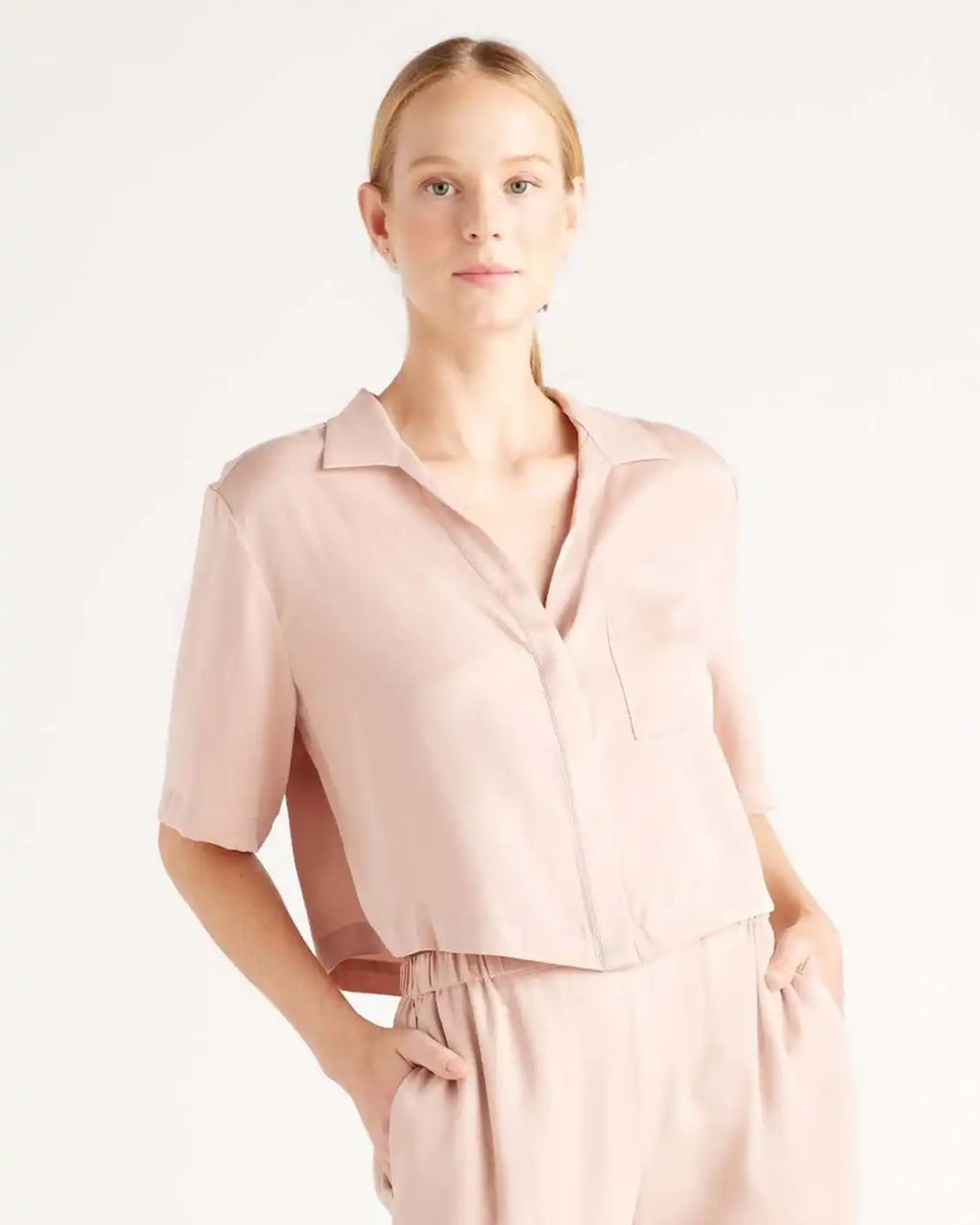 100% Washable Silk Pajama Button Up Top