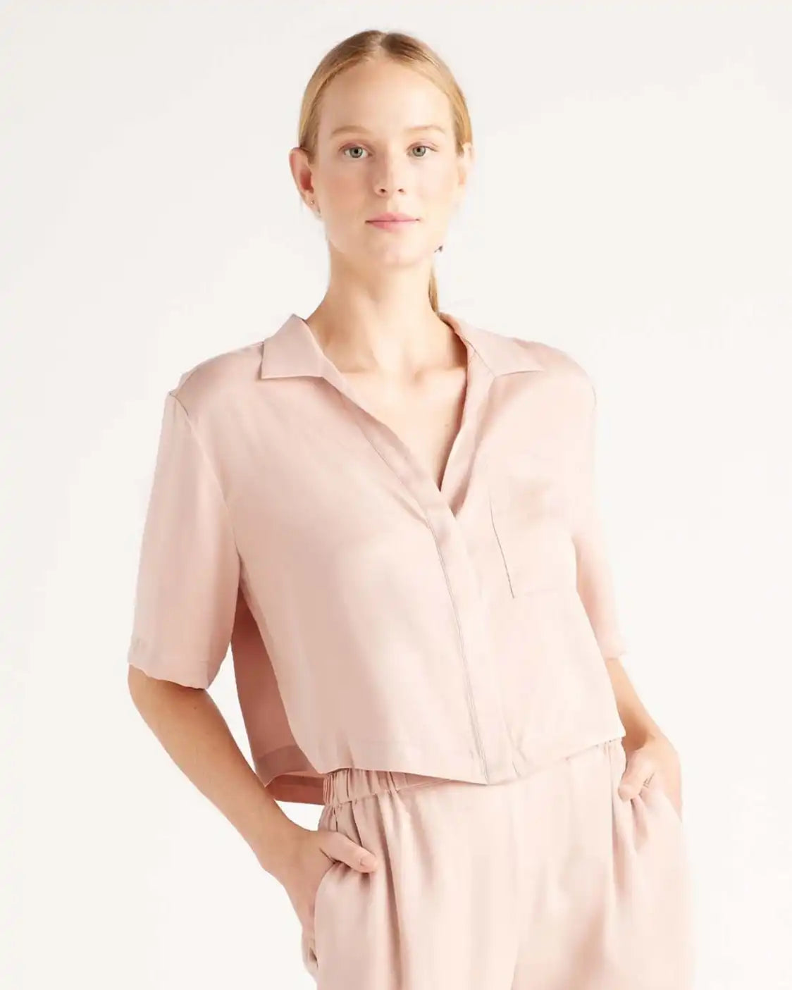 100% Washable Silk Pajama Button Up Top