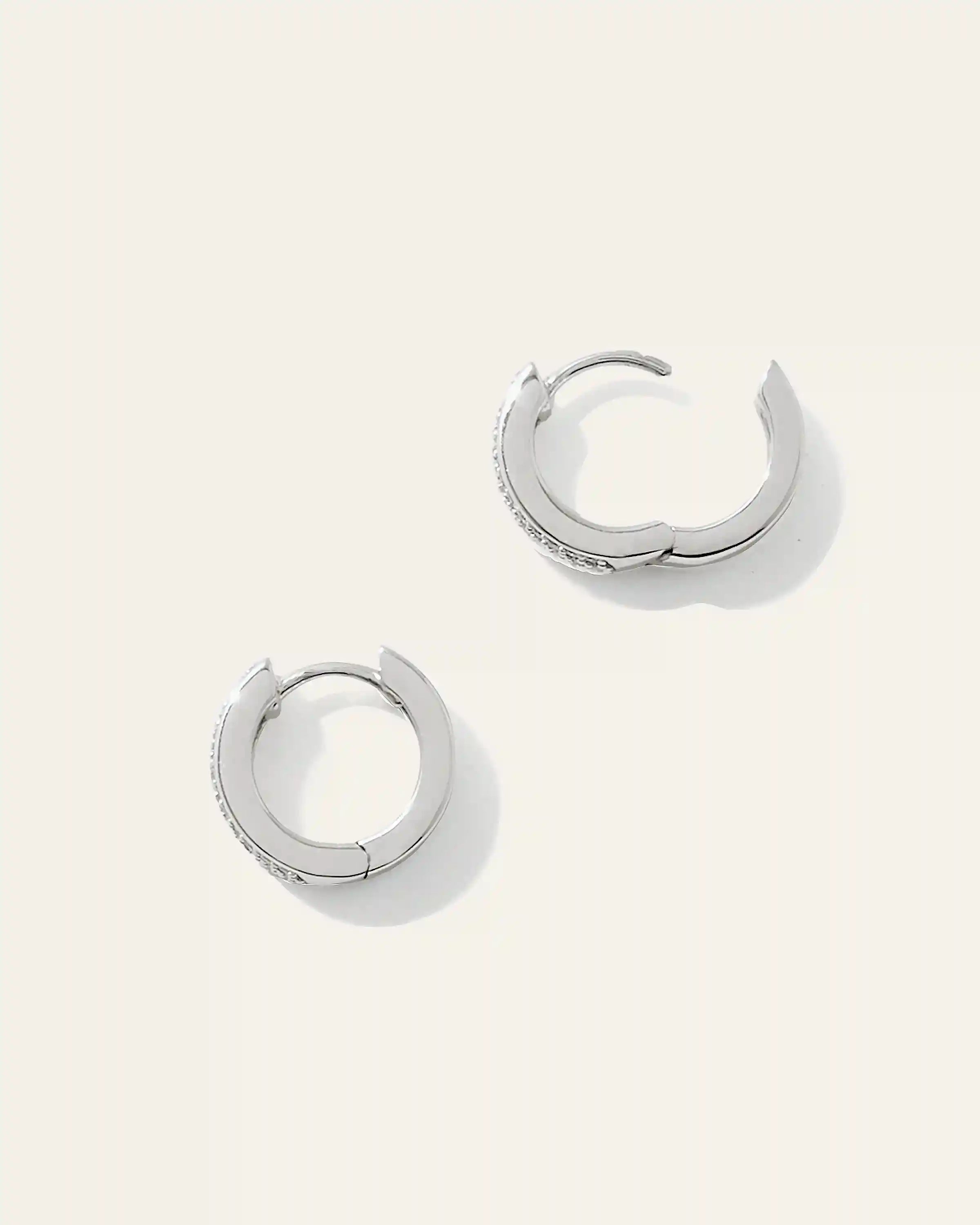 14K Gold Diamond Pave Multirow Huggie Hoops
