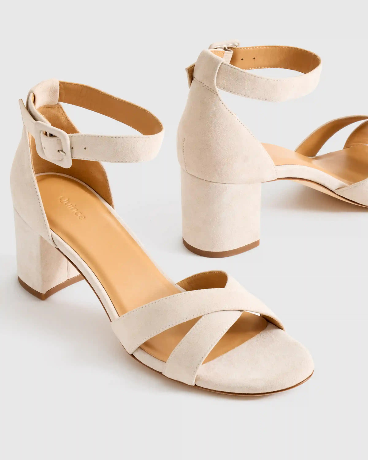 Italian Leather Crisscross Block Heel Sandal
