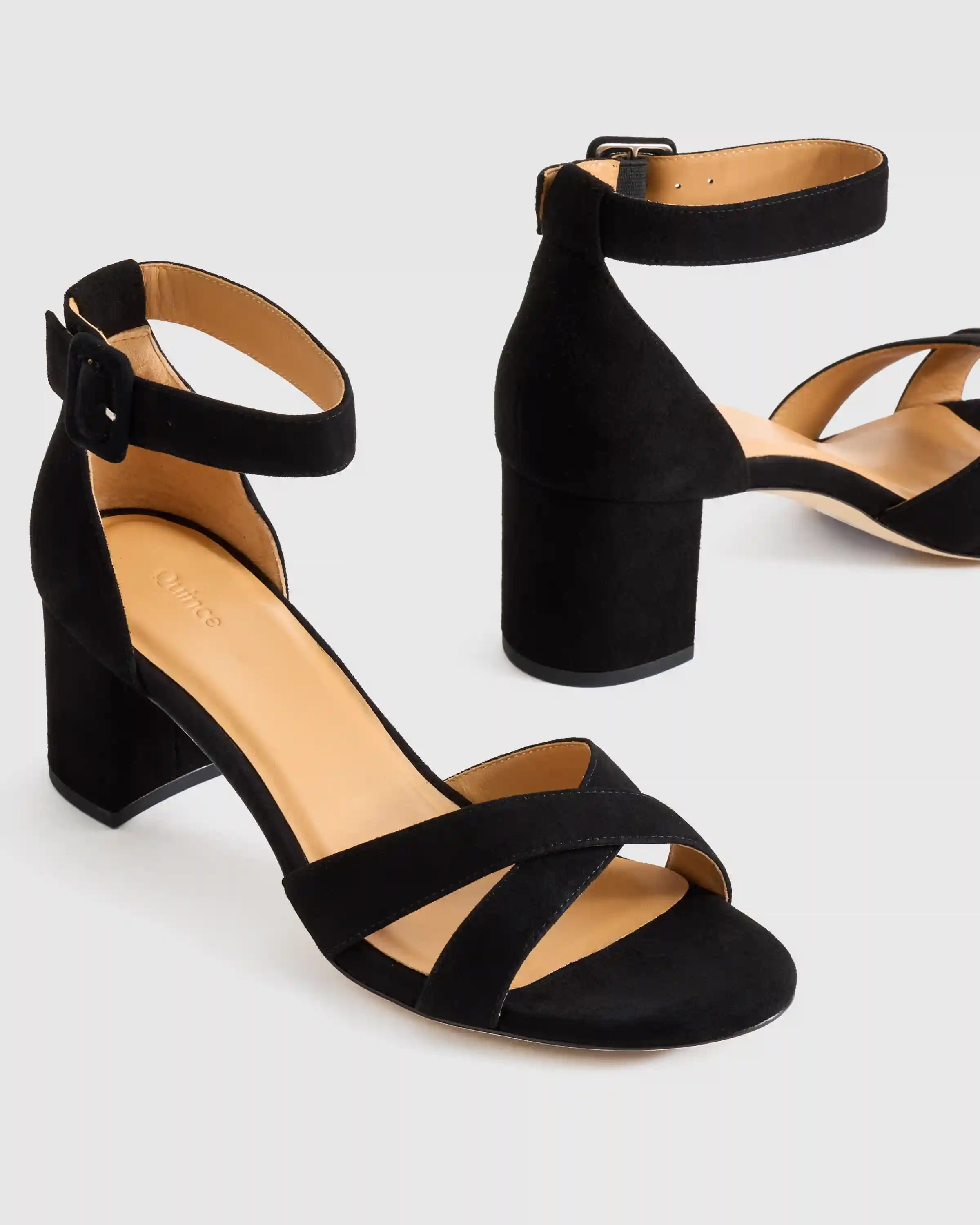 Italian Leather Crisscross Block Heel Sandal