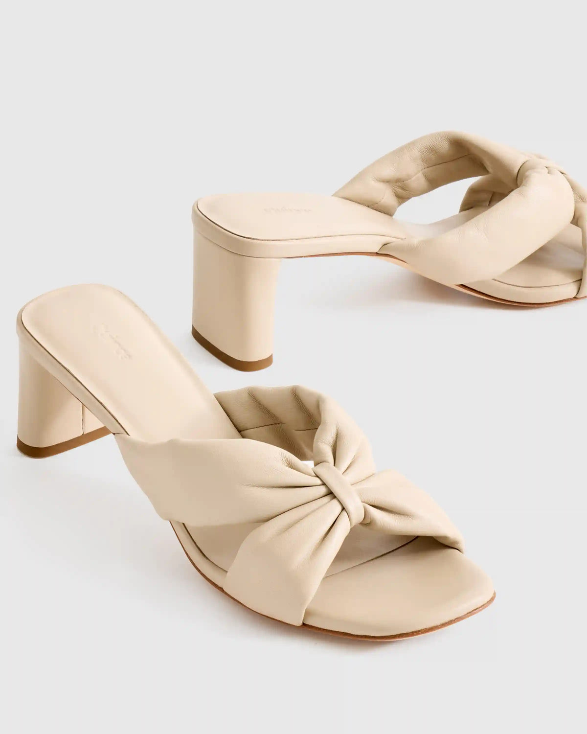 Italian Leather Twist Mid Heel Mule