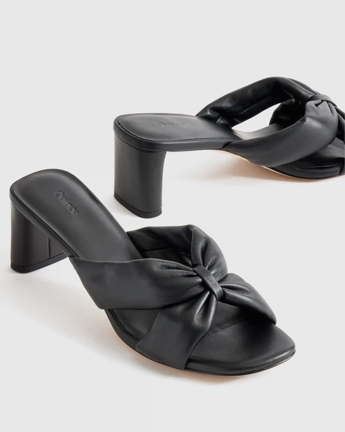 Italian Leather Twist Mid Heel Mule