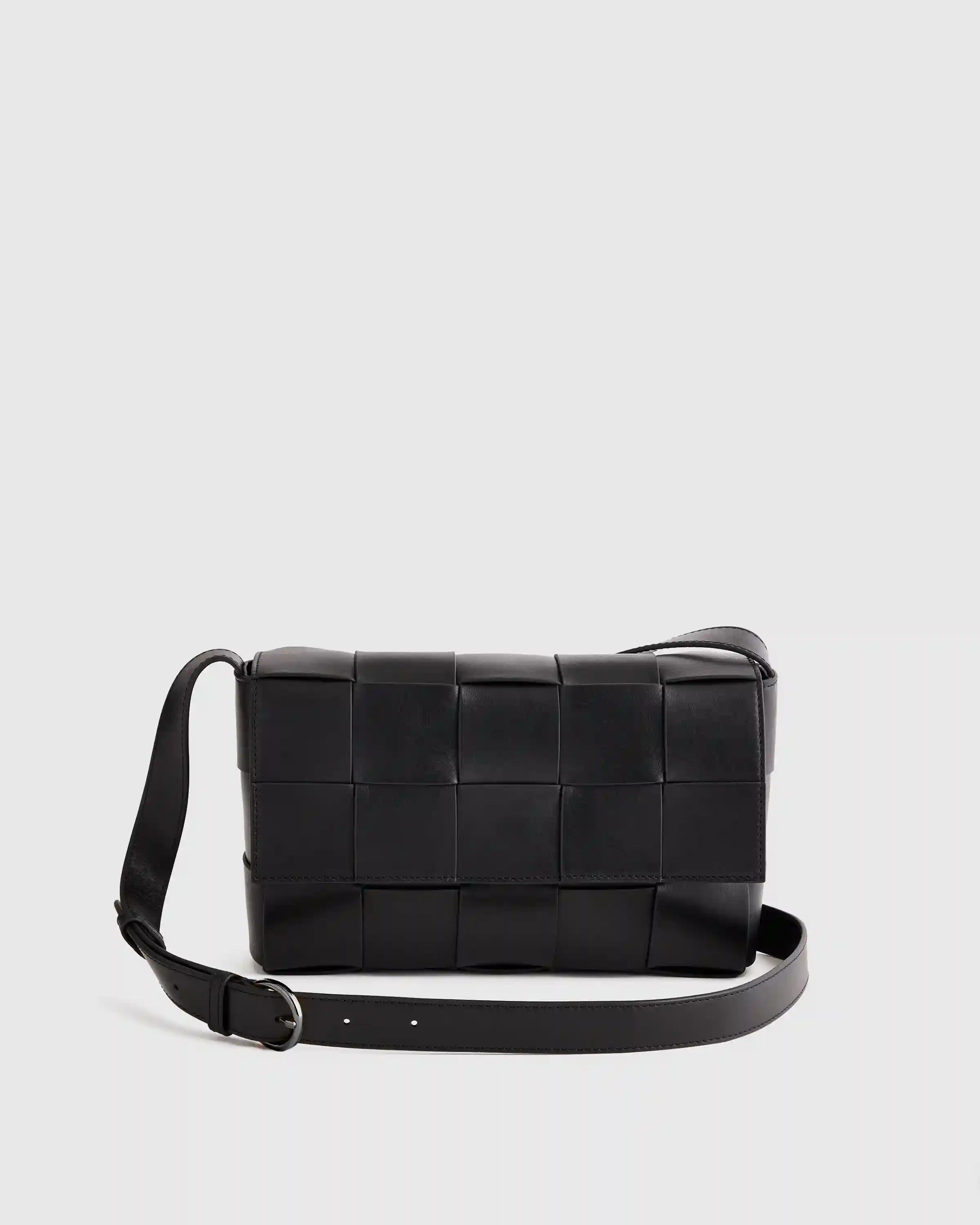 Italian Leather Handwoven Flap Crossbody