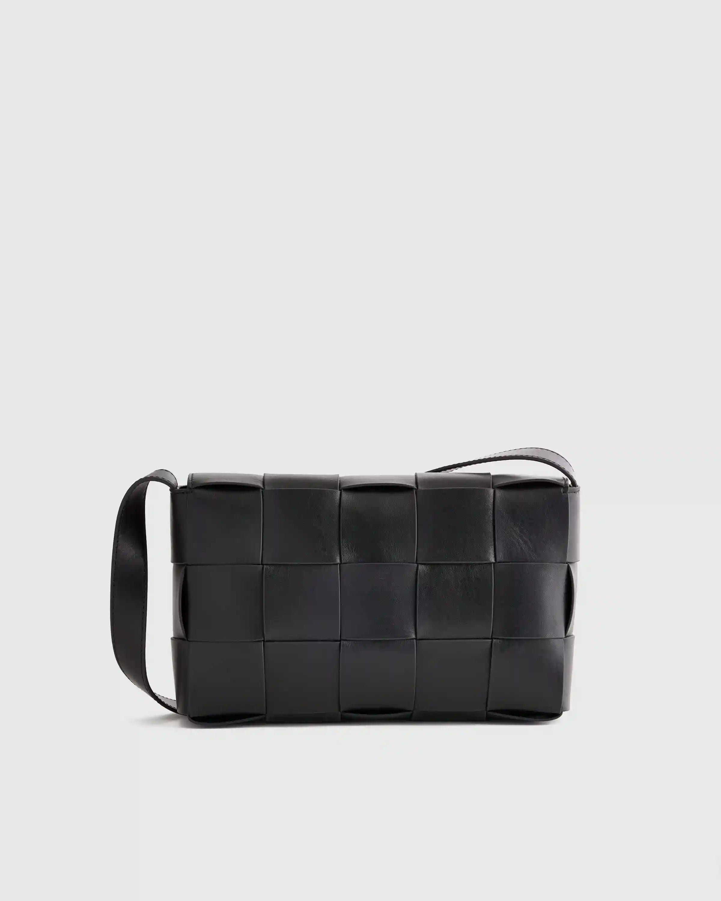 Italian Leather Handwoven Flap Crossbody