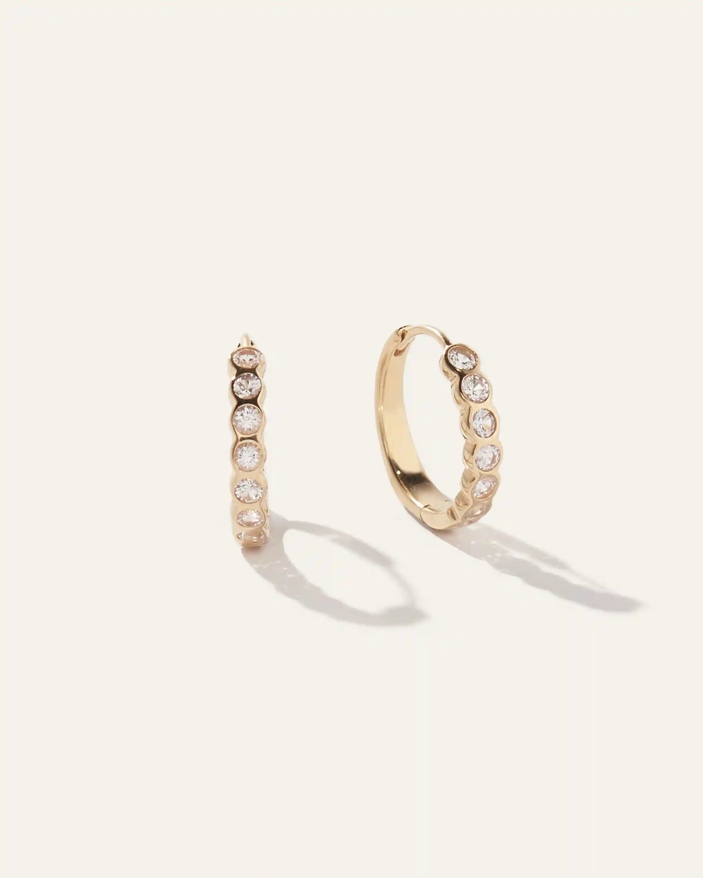 White Sapphire Bezel Hoops
