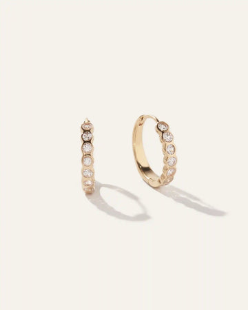 White Sapphire Bezel Hoops