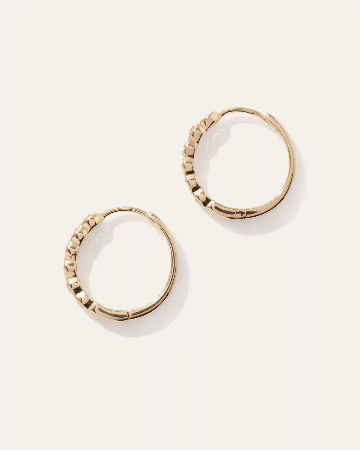 White Sapphire Bezel Hoops