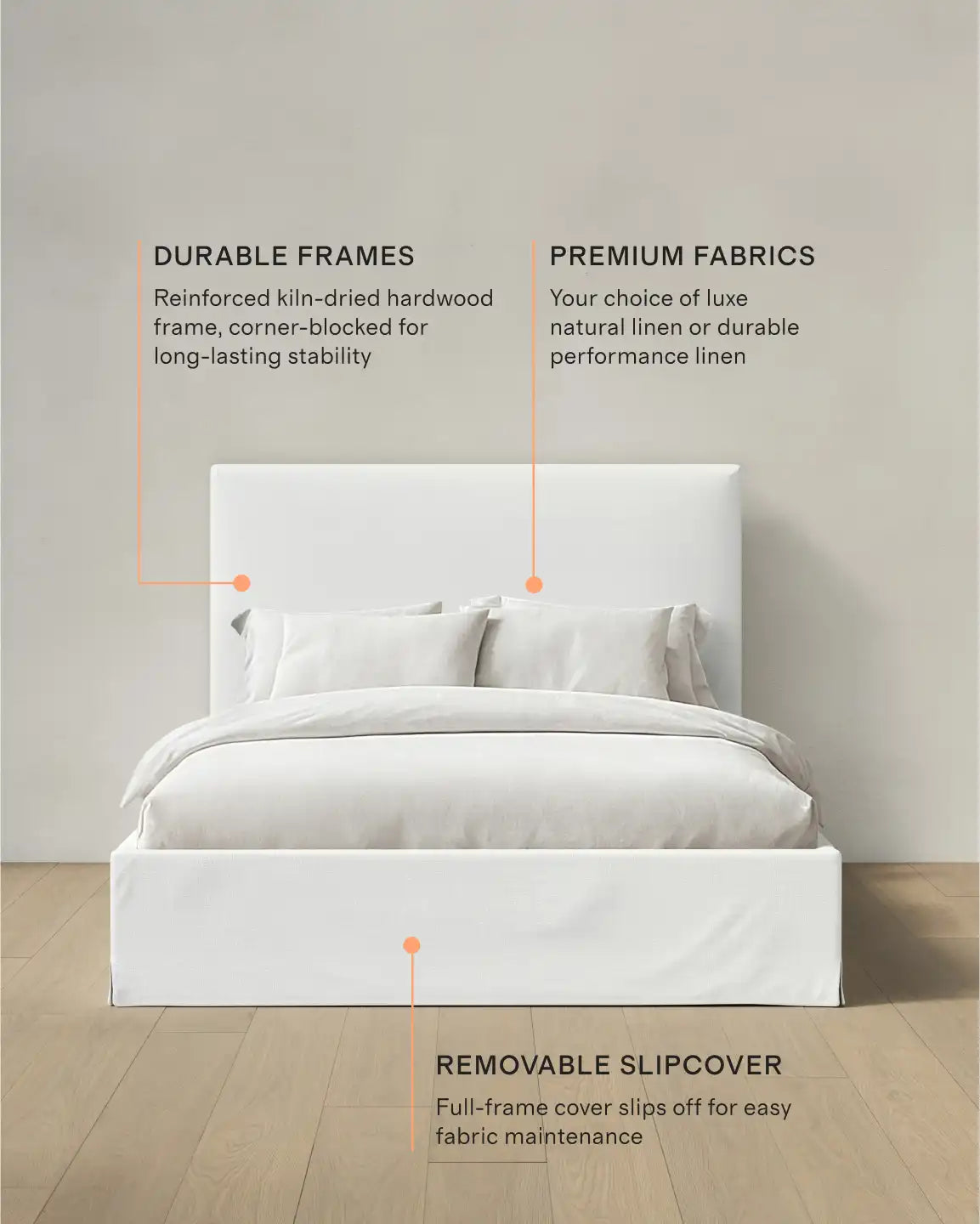 Slipcover Bed in 100% Linen