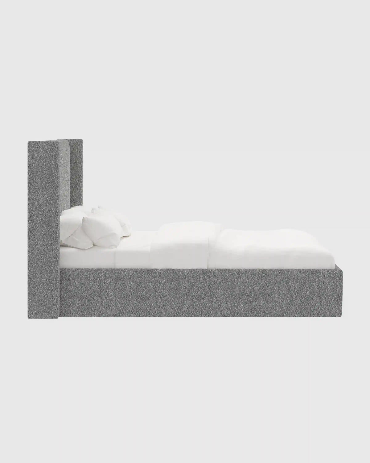 Plush Boucle Wingback Bed