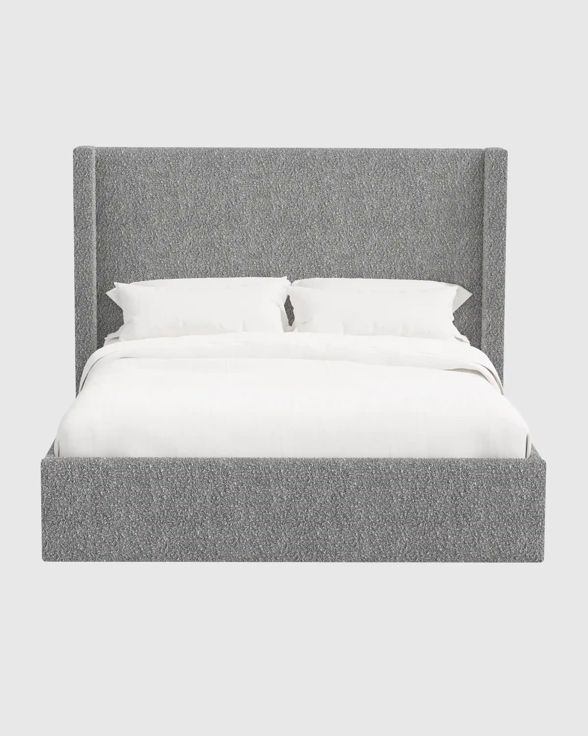 Plush Boucle Wingback Bed