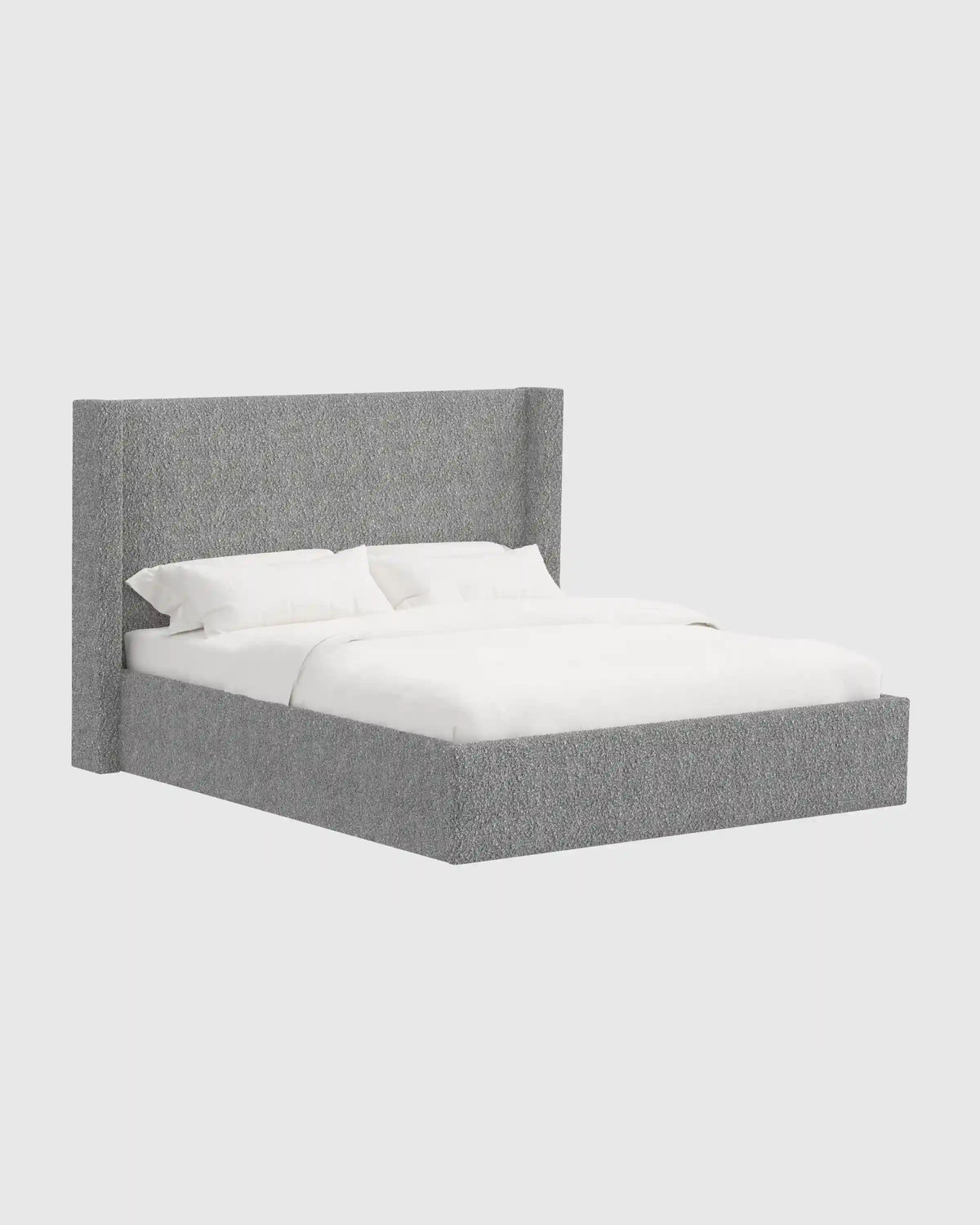 Plush Boucle Wingback Bed