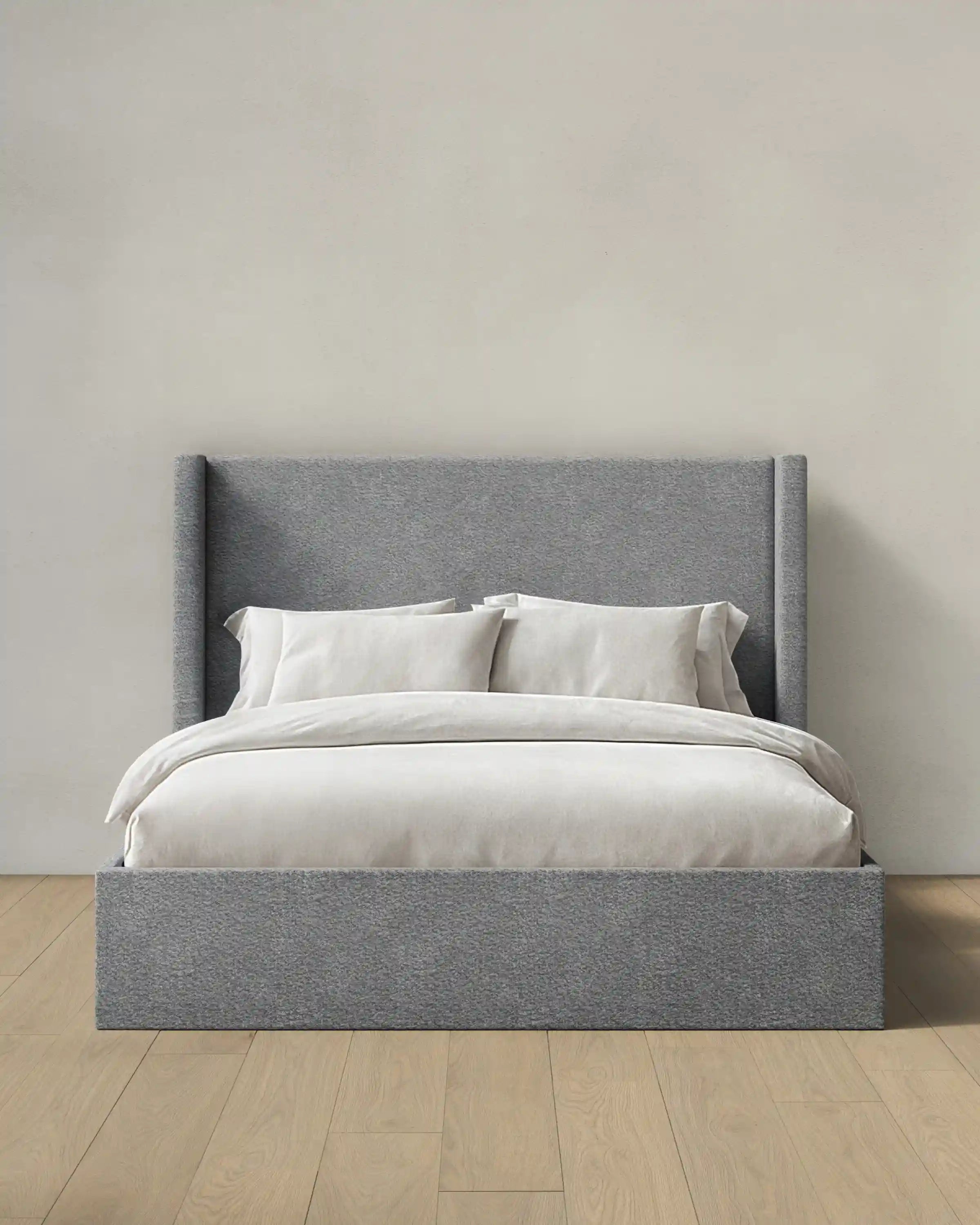 Plush Boucle Wingback Bed
