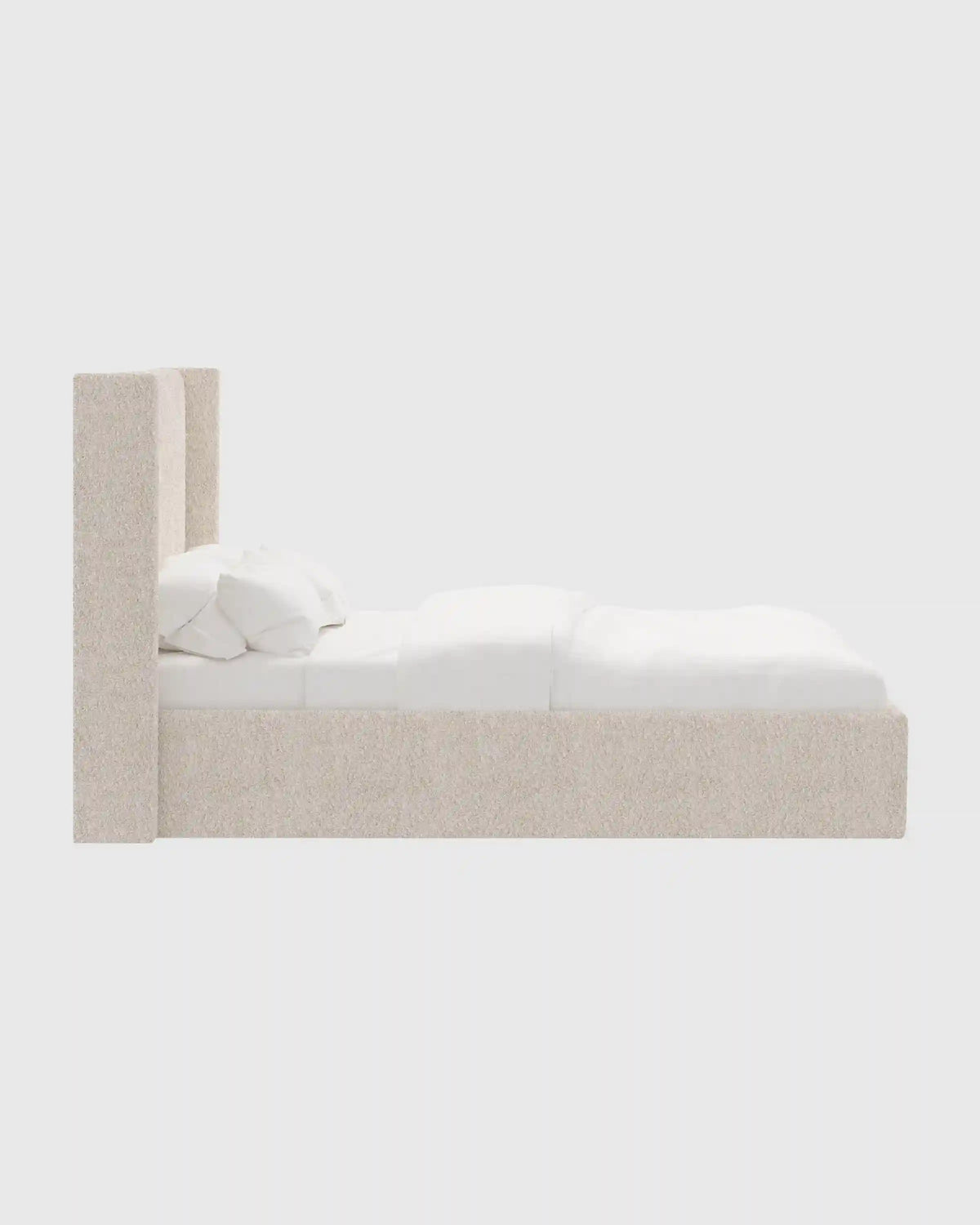 Plush Boucle Wingback Bed