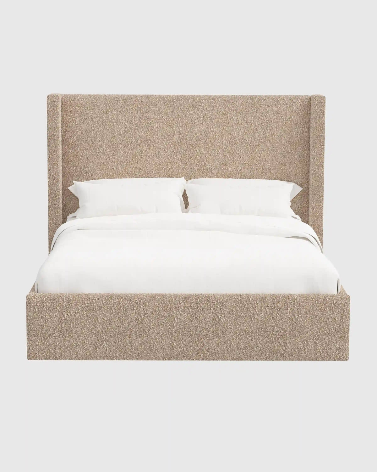 Plush Boucle Wingback Bed