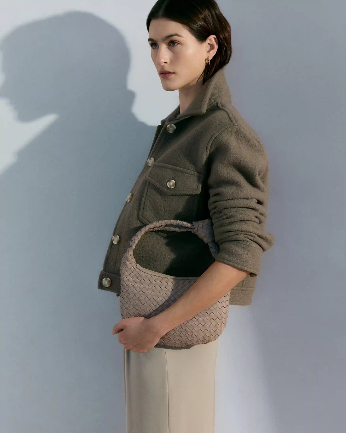 100% Merino Wool Cropped Shirt Jacket